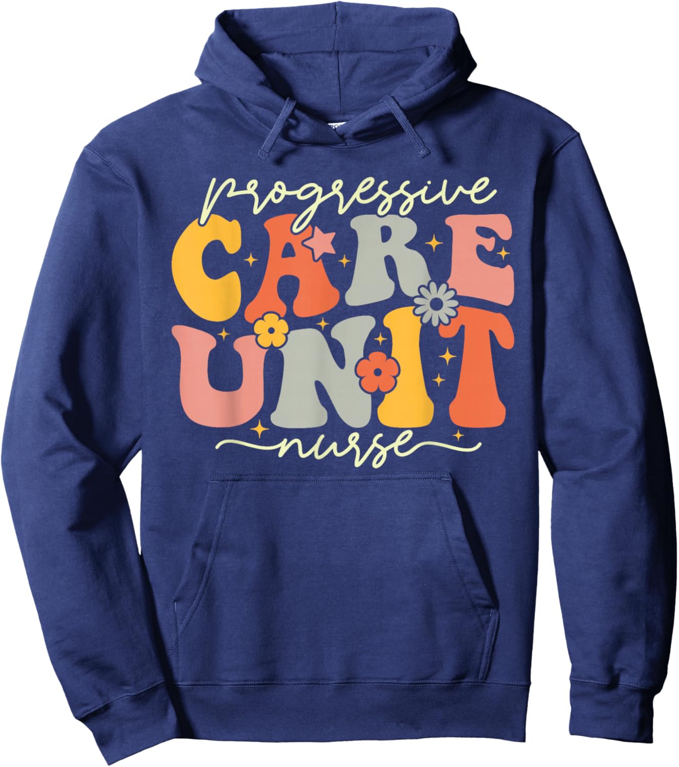 Progressive Care Unit Groovy PCU Nurse Emergency Room Nurse Hoodie - Hoodie | Navy