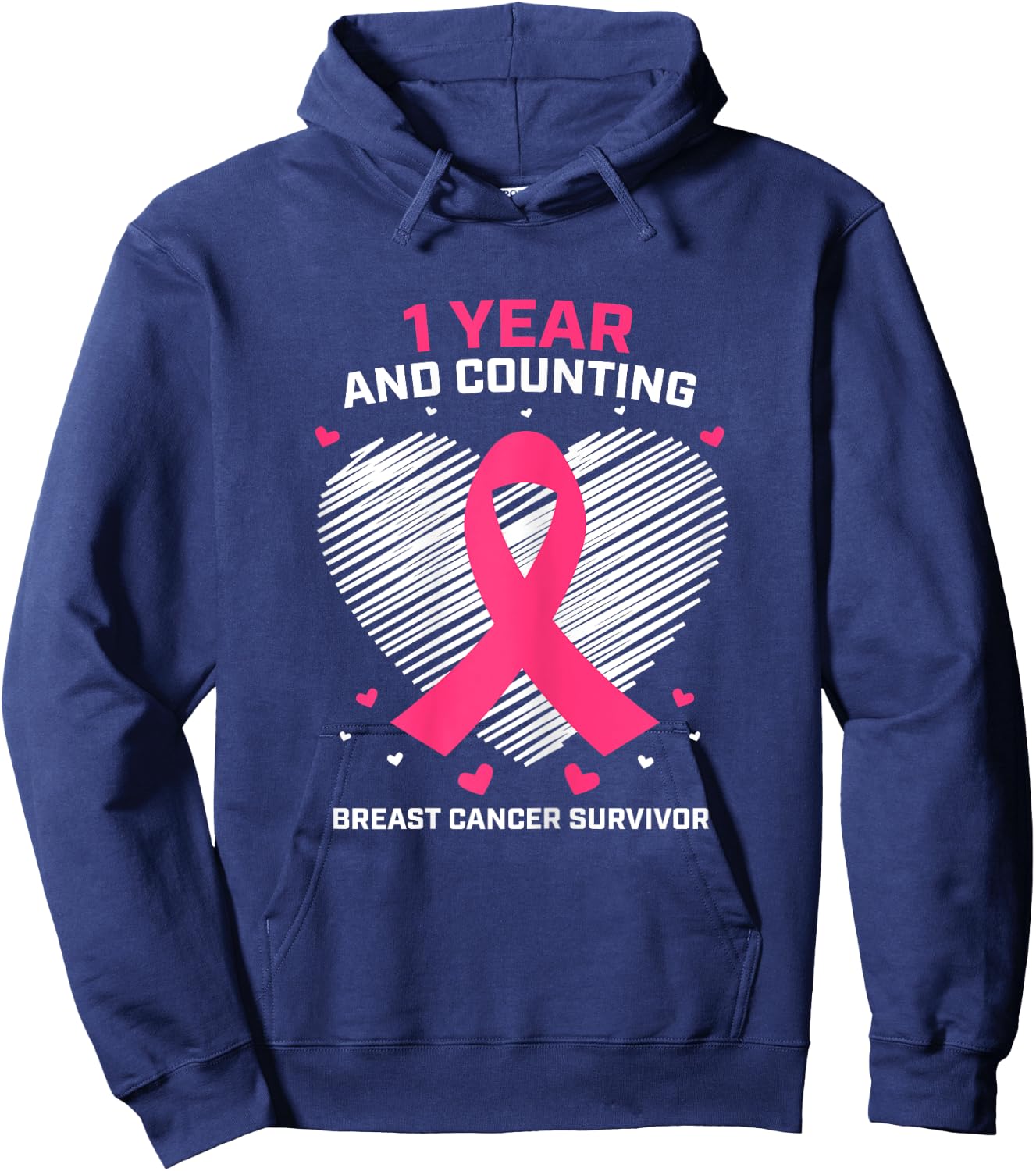 1 Year Cancer Free Pink Breast Cancer Survivor Gifts Women Hoodie - Hoodie | Navy