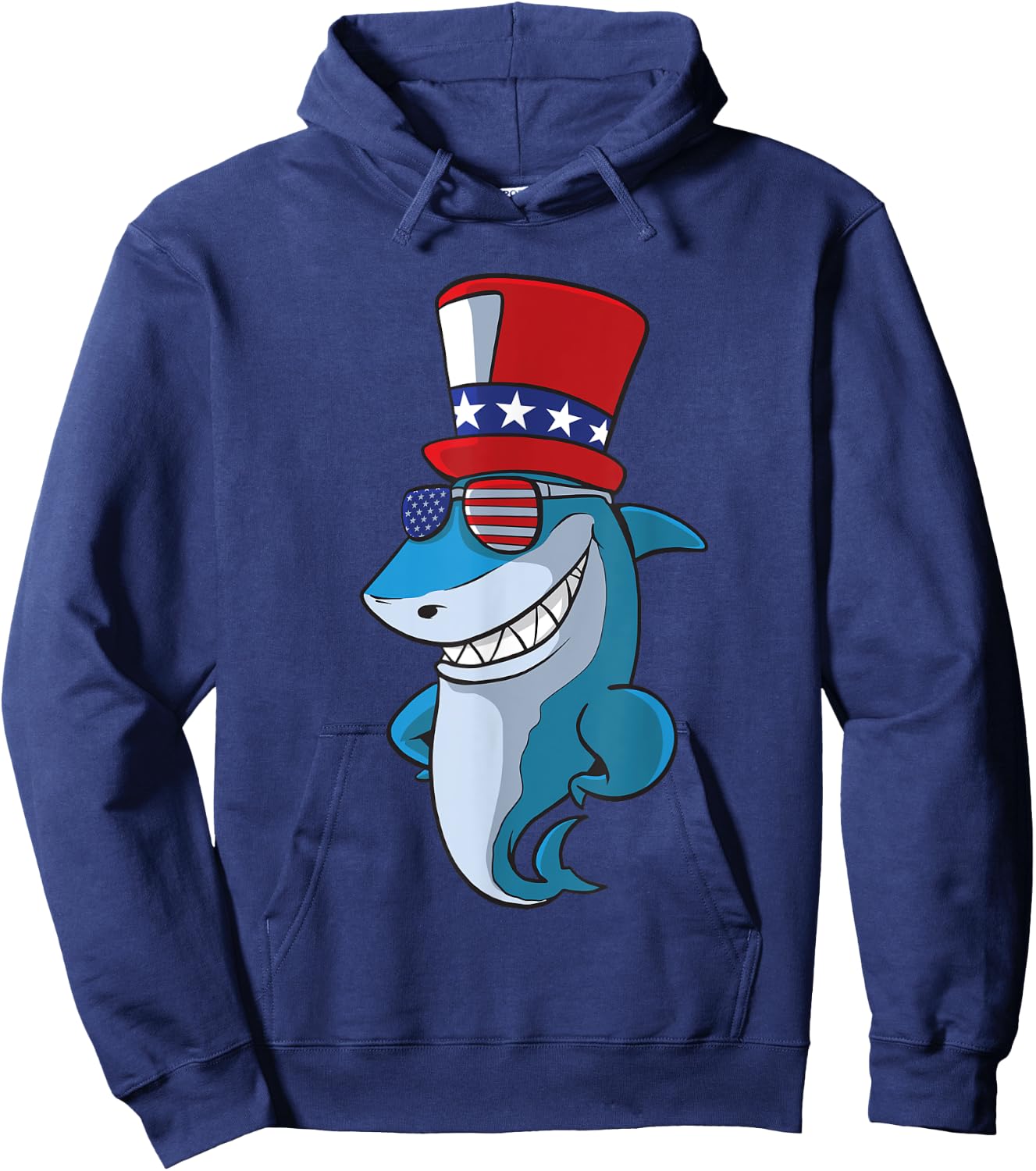 Cute Shark 4th Of July Independence Day America USA Hoodie - Hoodie | Navy