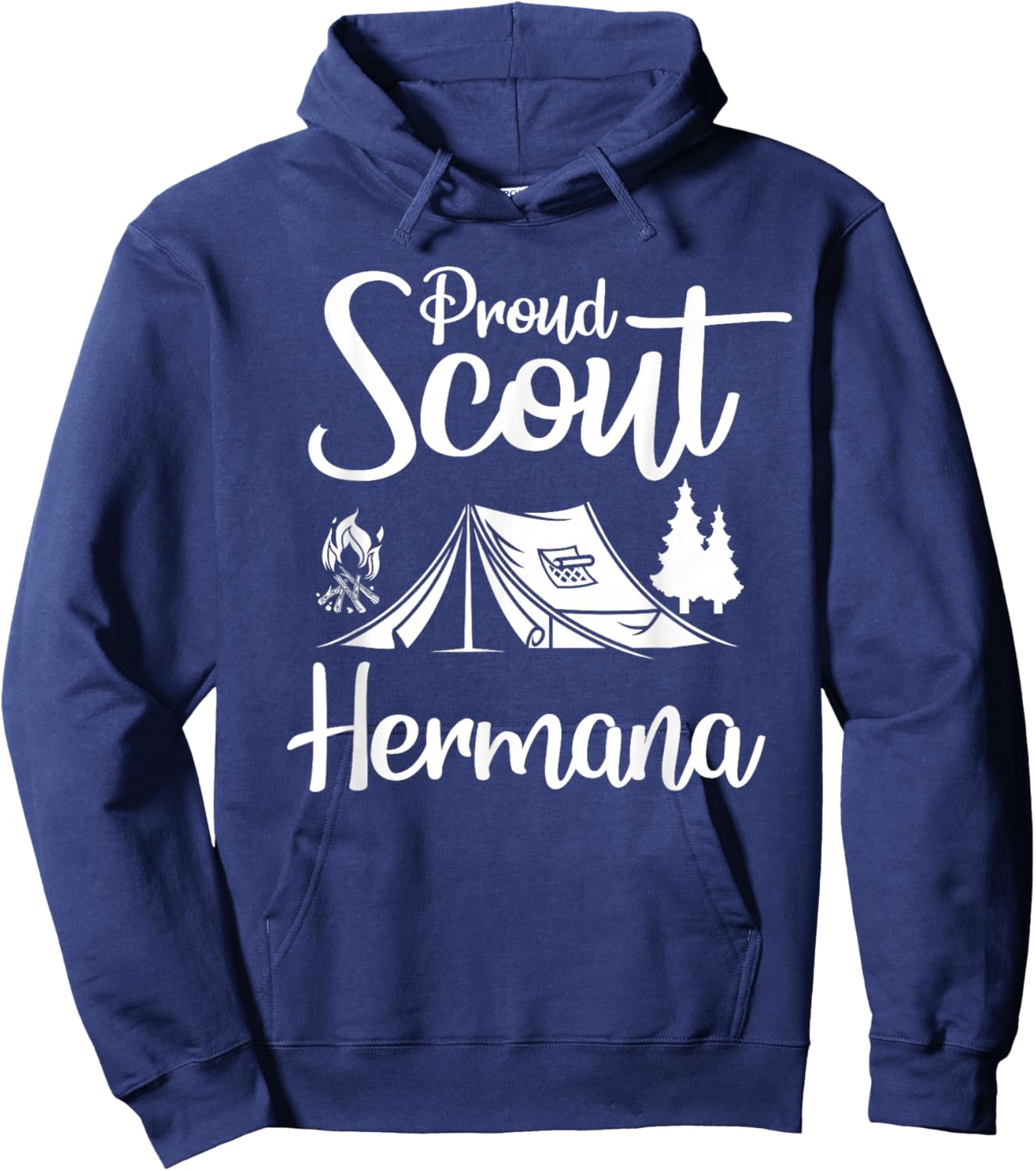 Proud Scout Hermana Camping Scouting Tent Scout Sis Leader Hoodie - Hoodie | Navy