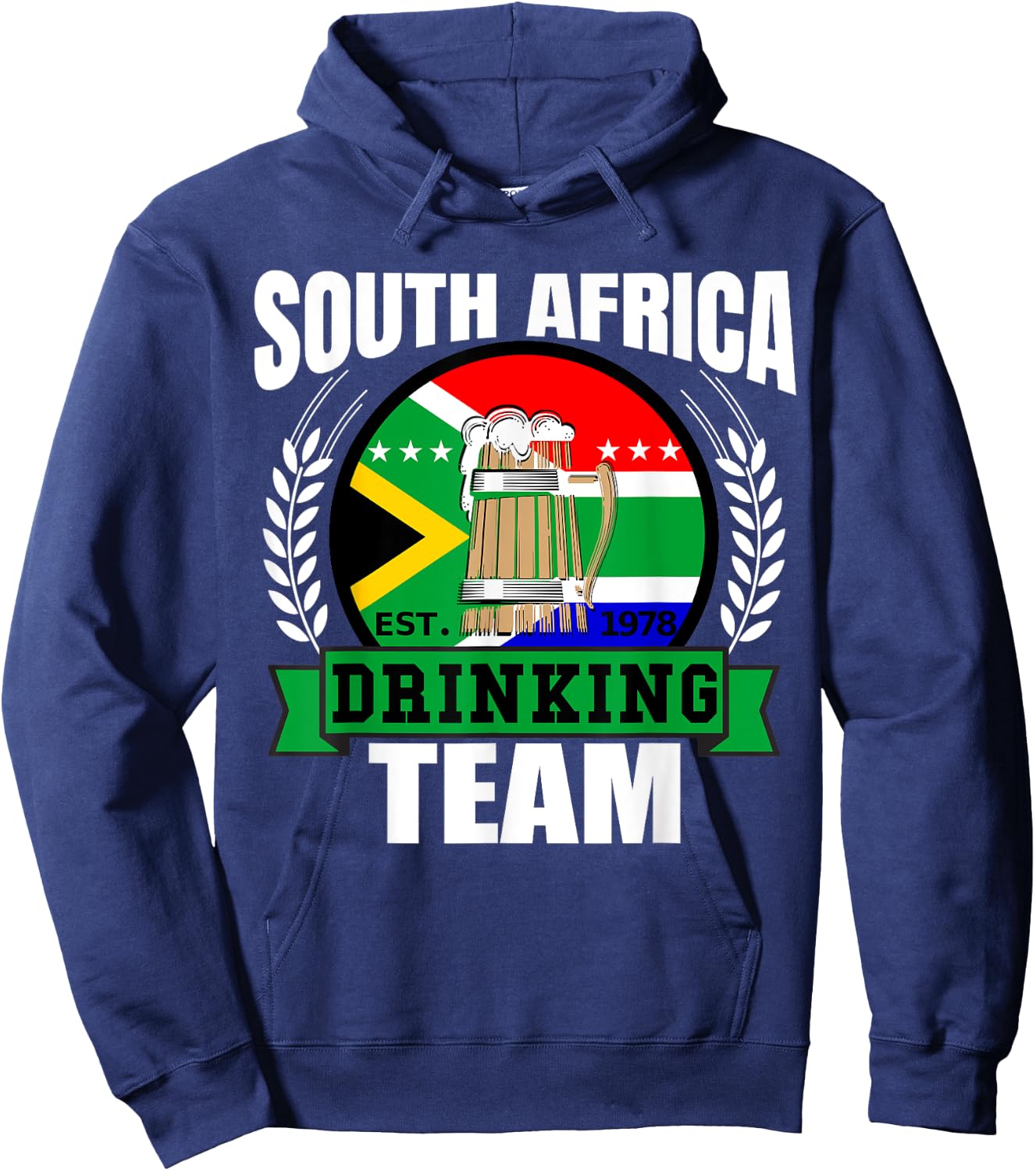 South Africa Drinking Team Funny African Flag Party Gift Hoodie - Hoodie | Navy