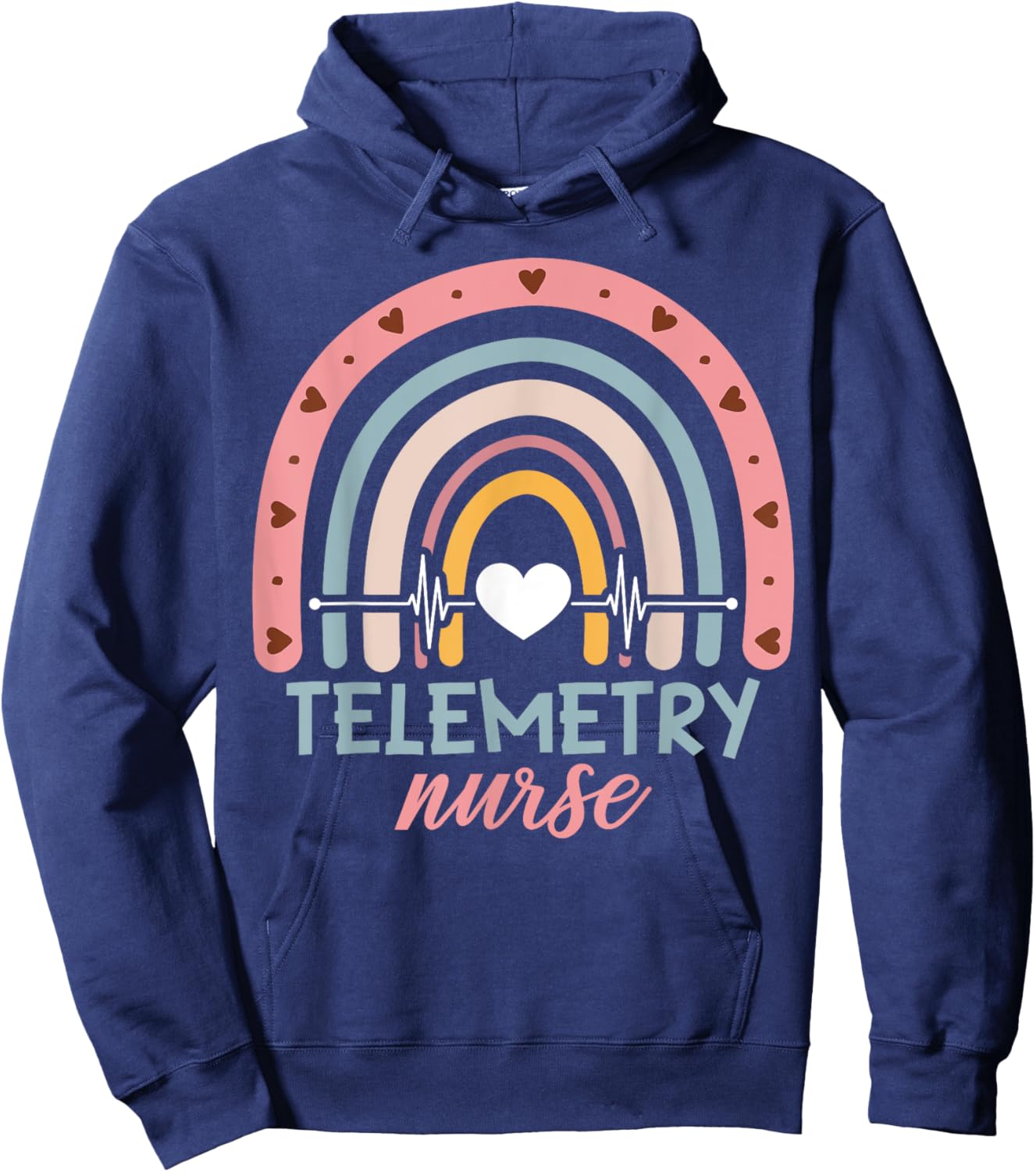 Telemetry Nurse Appreciation Rainbow Hoodie - Hoodie | Navy