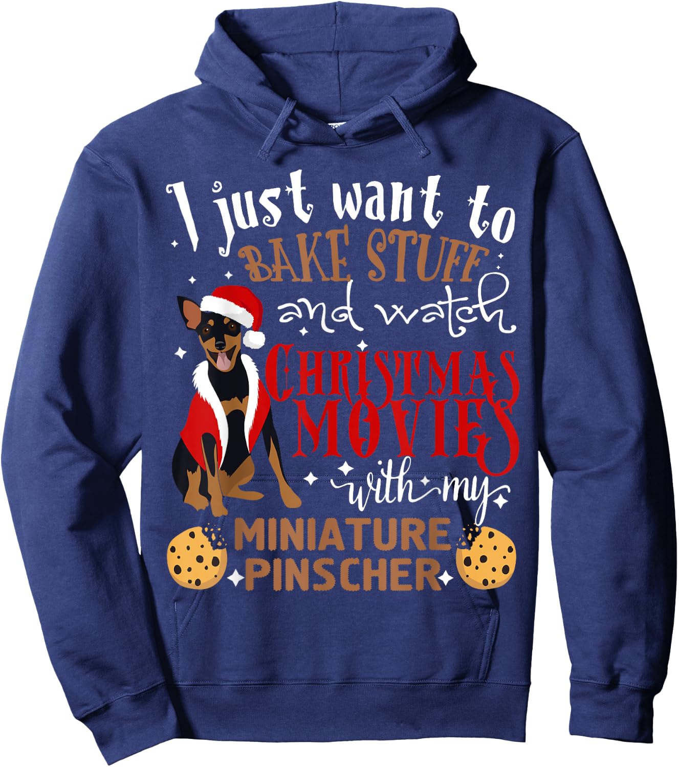 Watch Christmas Movies With My Miniature Pinscher Min Pin Hoodie - Hoodie | Navy
