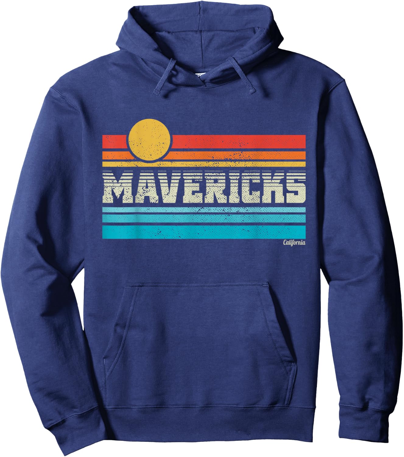 Mavericks California Retro Sunset Surf Trip I Love Surfing Hoodie - Hoodie | Navy