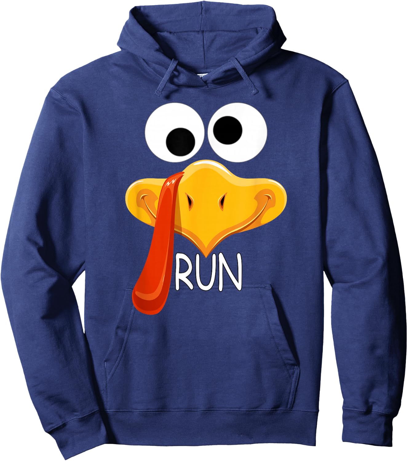 Turkey Face Thanksgiving Running Trot Turkey Squad Matching Hoodie - Hoodie | Navy