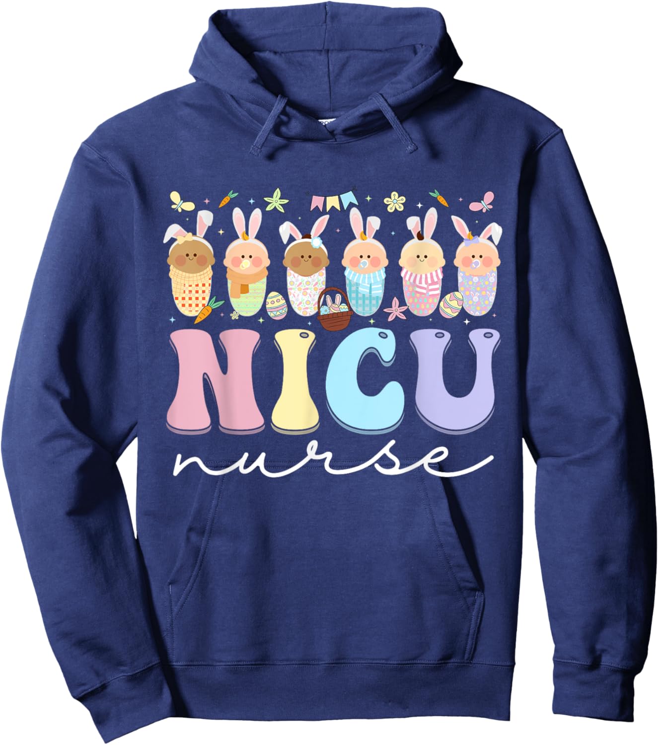 NICU Nurse Easter Bunny Neonatal Intensive Care Unit Easter Hoodie - Hoodie | Navy