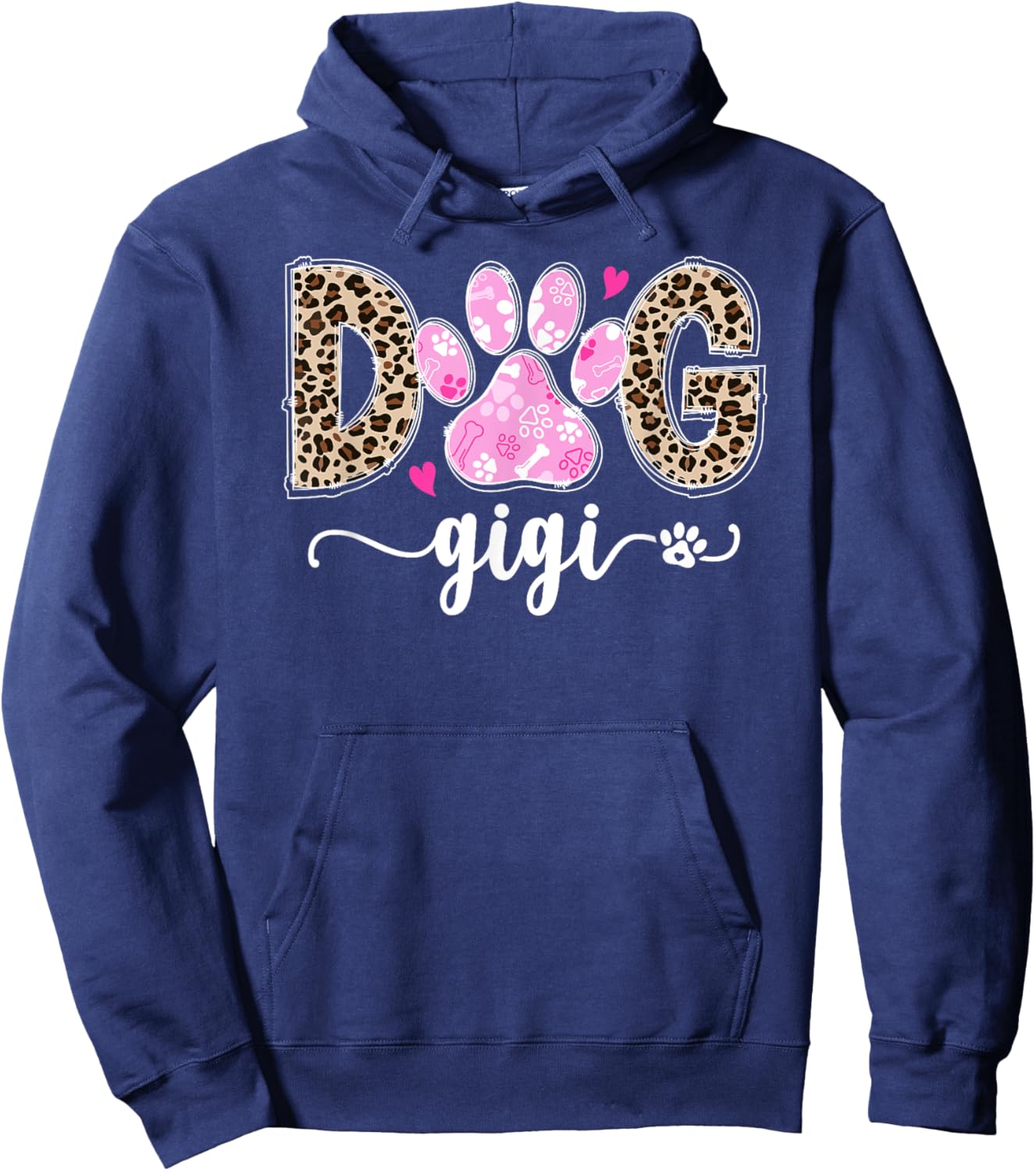 Dog Gigi Dog Lover Gigi Grandma Leopard Hoodie - Hoodie | Navy