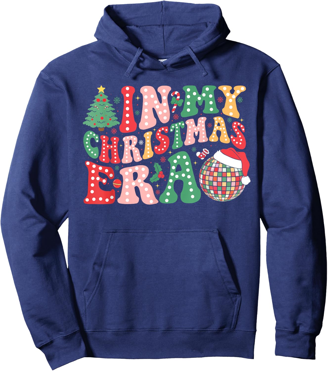 In My Christmas Era Funny Santa Hat Xmas Family Men Women Hoodie - Hoodie | Navy