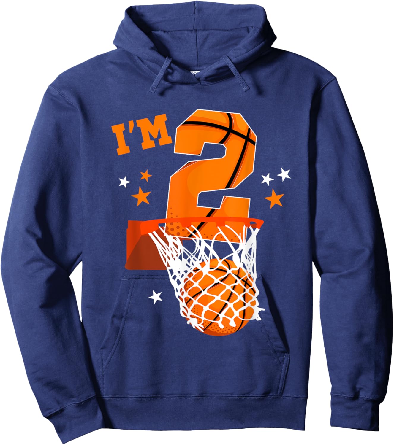 2nd Birthday Basketball Themed For Boy 2 Year Old Hoodie - Hoodie | Navy