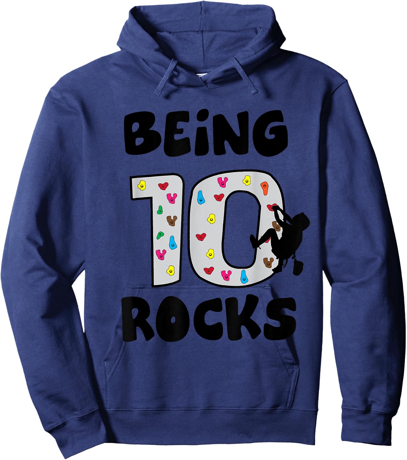 Rock Climbing Funny 10 Years Old 10th Birthday Gift Kids Hoodie - Hoodie | Navy