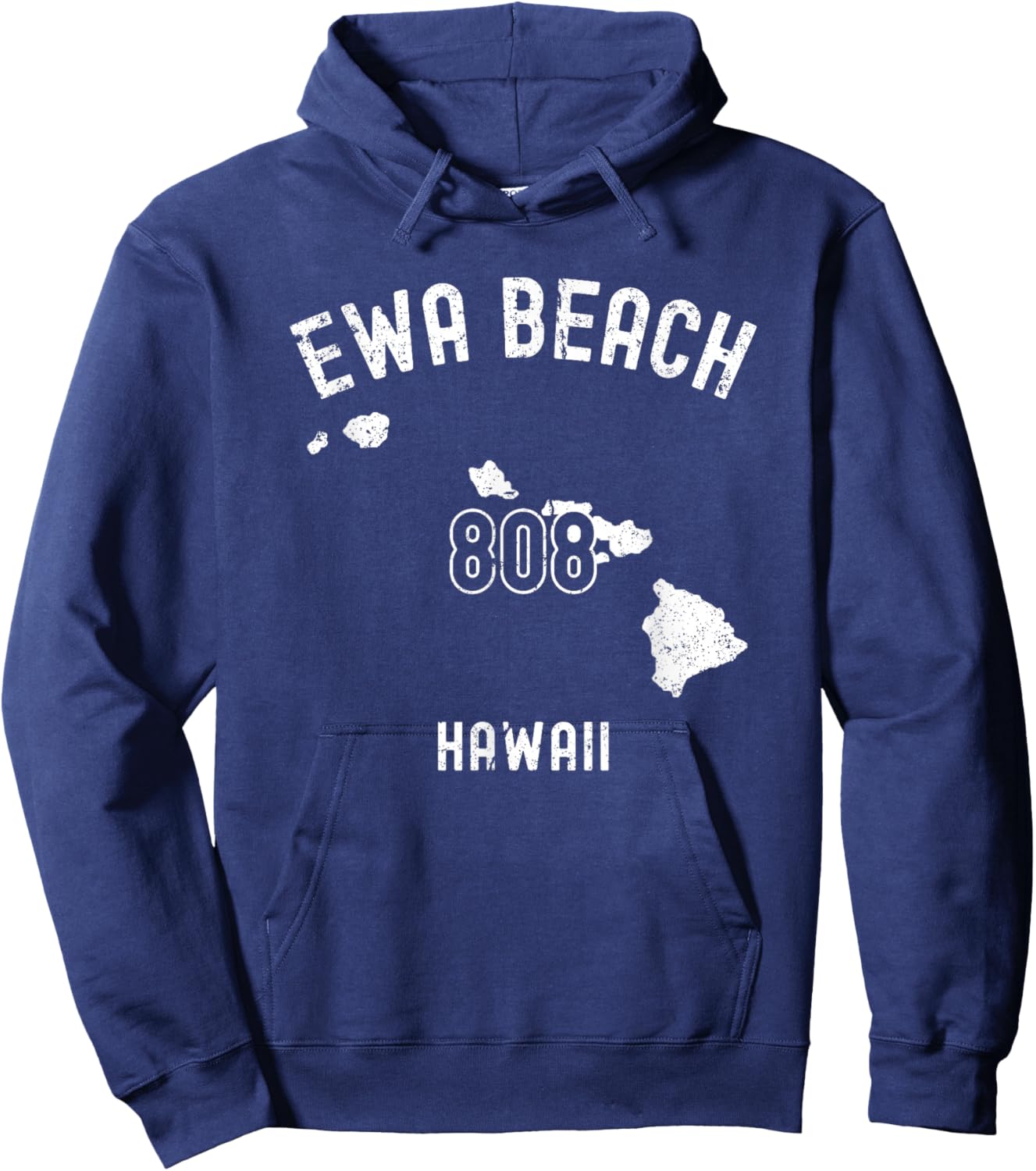 Ewa Beach Hawaii HI 808 Vintage Athletic Style Hoodie - Hoodie | Navy