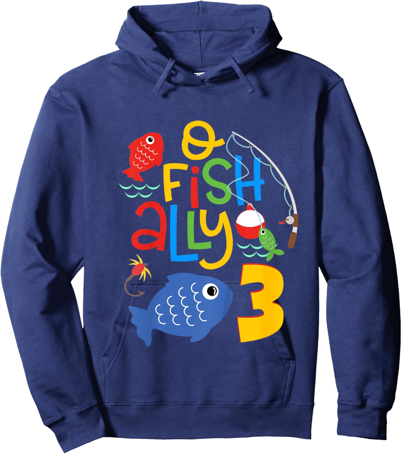 O-Fish-Ally Three Birthday Decorations 3 Year Old 3rd Bday Hoodie - Hoodie | Navy