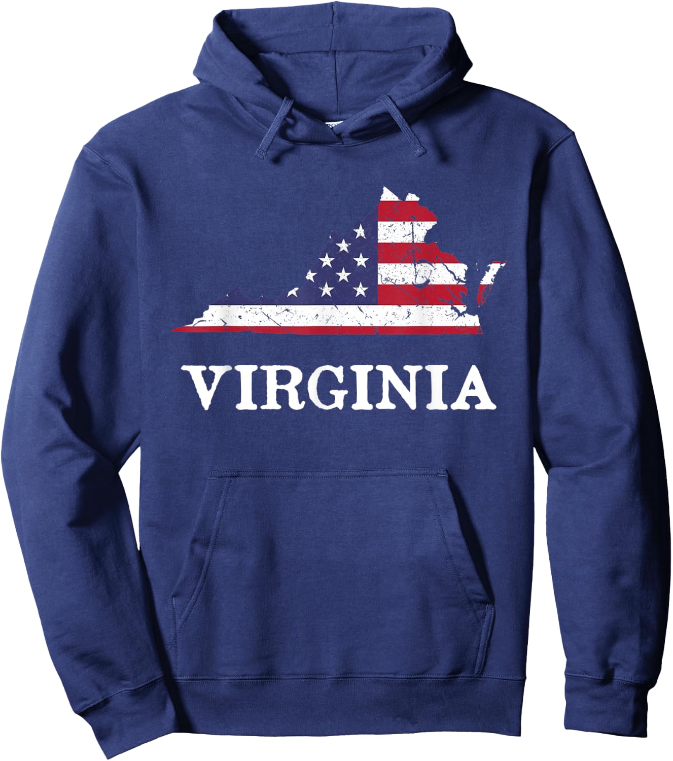 Virginia Map State American Flag 4th Of July Pride Kids Men Hoodie - Hoodie | Navy