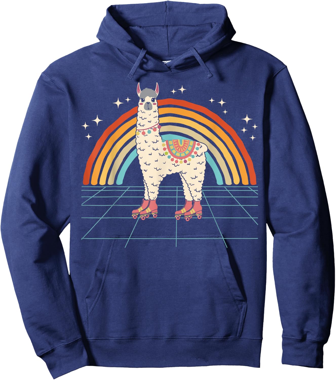 Roller Skating Alpaca Skater Skate Retro Vintage 70s/80s Hoodie - Hoodie | Navy