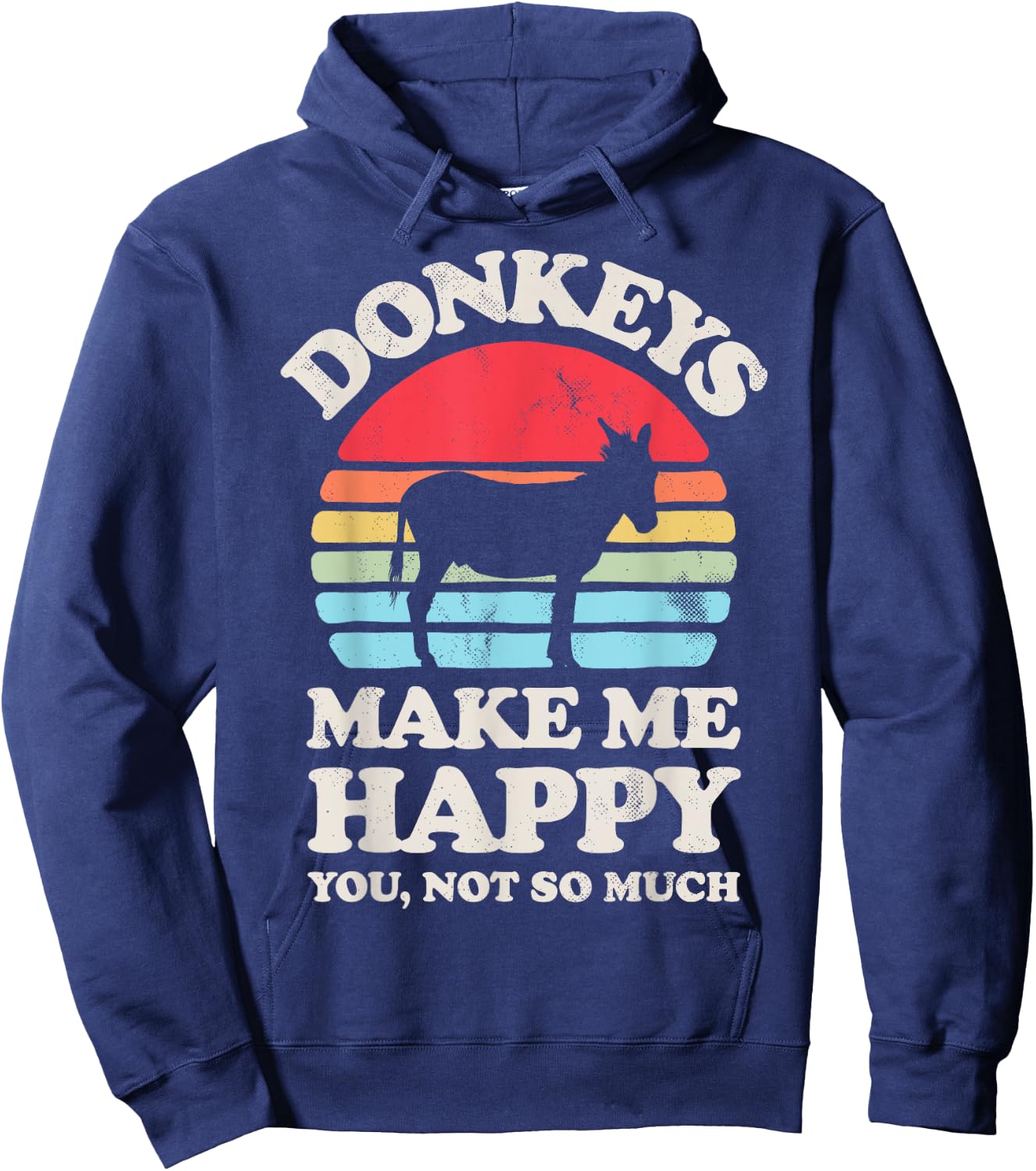 Donkeys Make Me Happy Donkey Lover Farmer Farm Animal Retro Hoodie - Hoodie | Navy