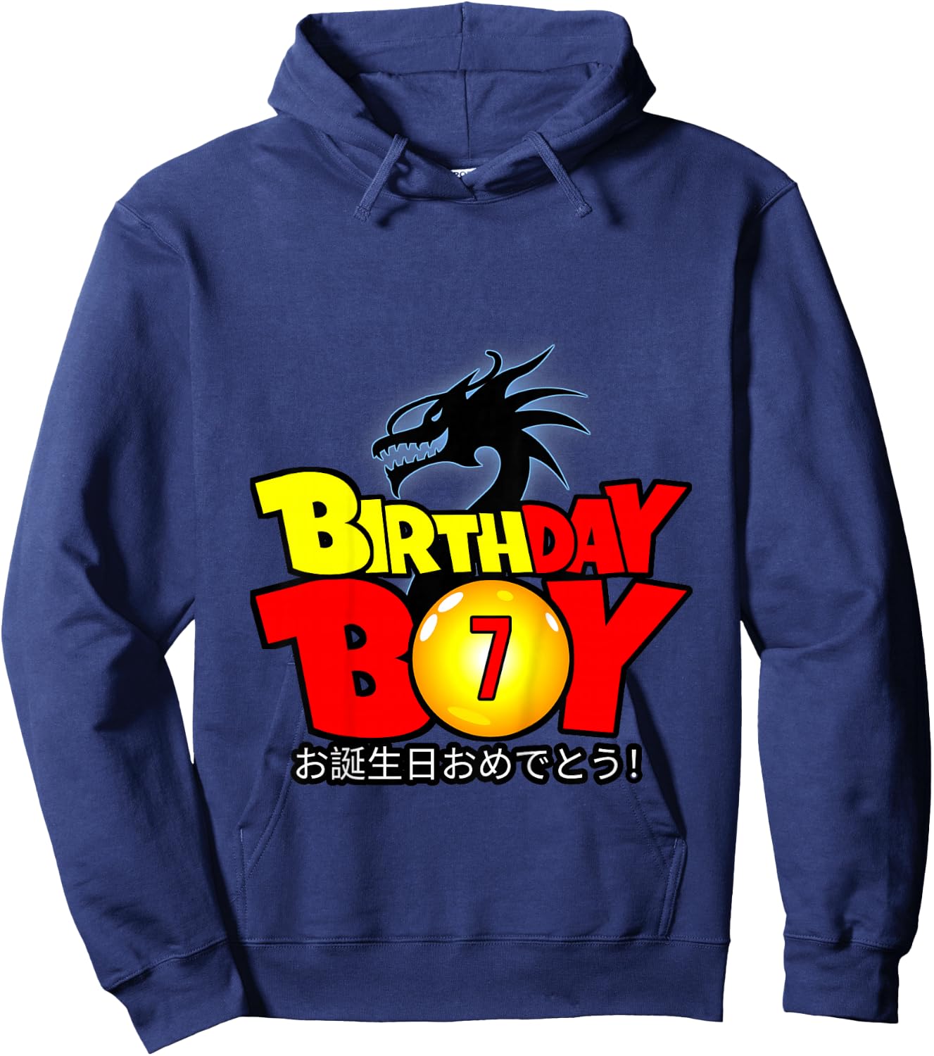 Kids 7 Year Old 7th Dragon Anime Style Birthday Gift Boys Hoodie - Hoodie | Navy