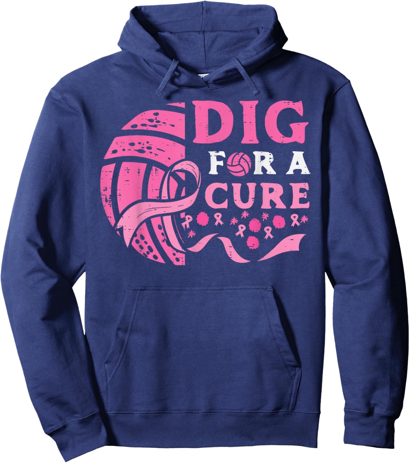Breast Cancer Aware Volleyball Dig For Cure Women Men Kids Hoodie - Hoodie | Navy