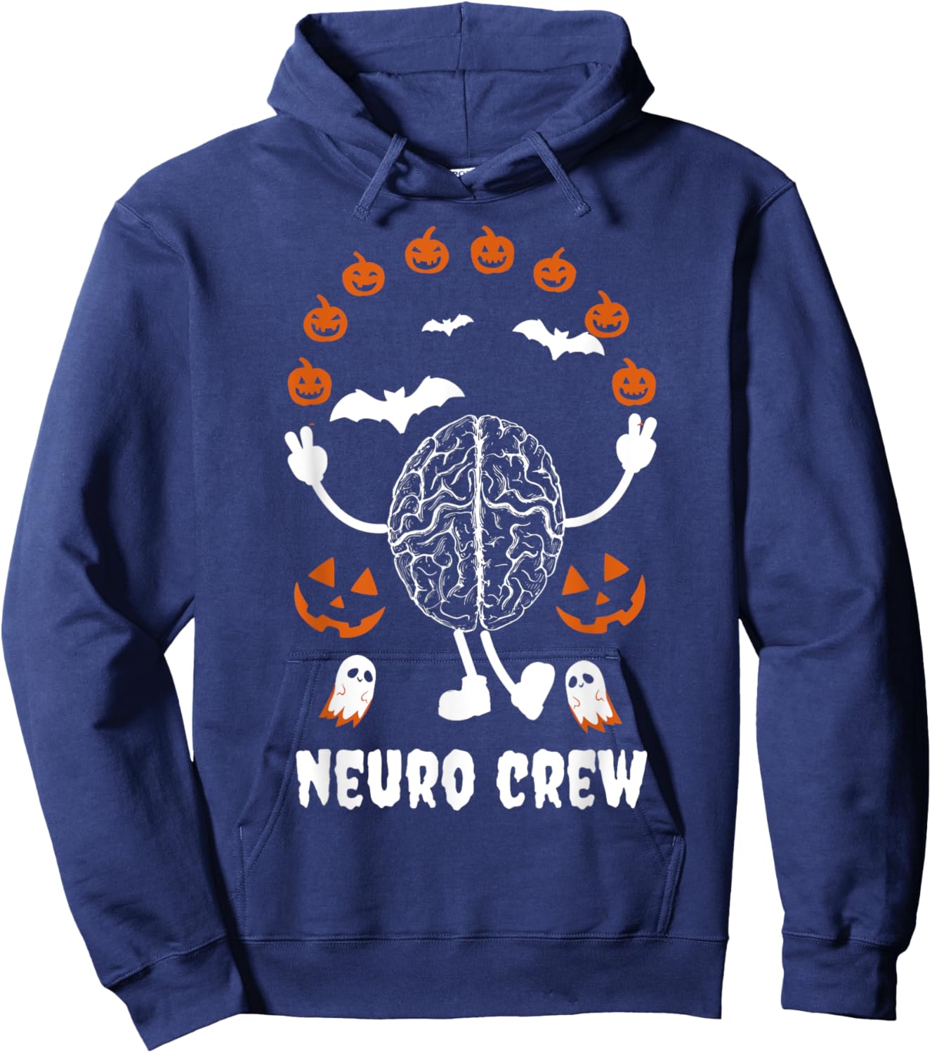 Neuro Nurse Crew Halloween Anatomical Brain Anatomy Pumpkins Hoodie - Hoodie | Navy