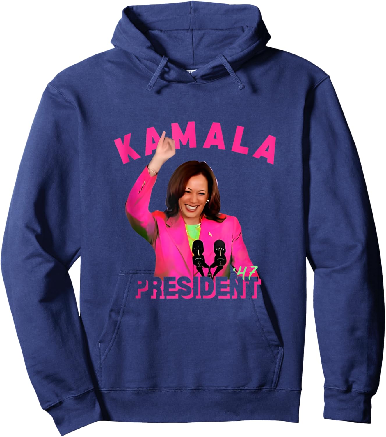 Kamala Harris Aka for President 47 Pink Comma La 2024 Women Hoodie - Hoodie | Navy