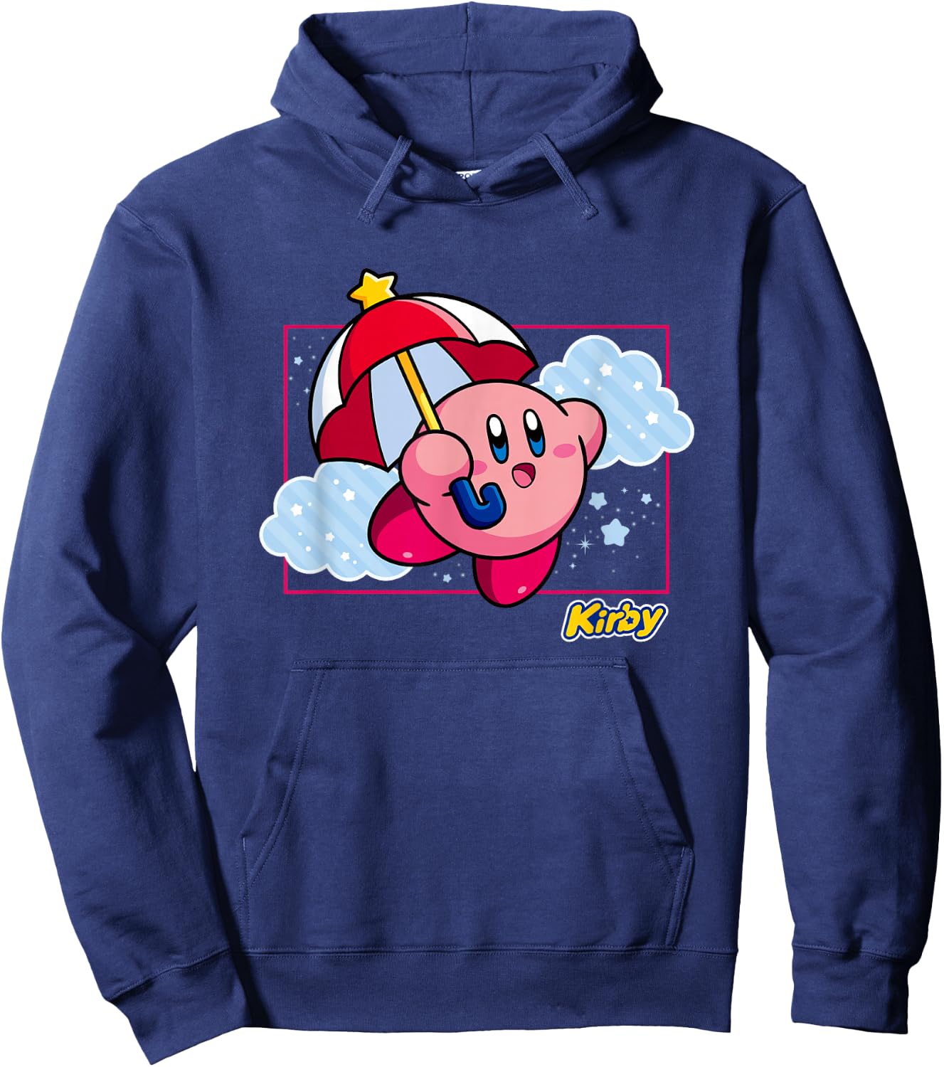 Kirby Magical Umbrella Pastel Cloudy Panel Hoodie - Hoodie | Navy