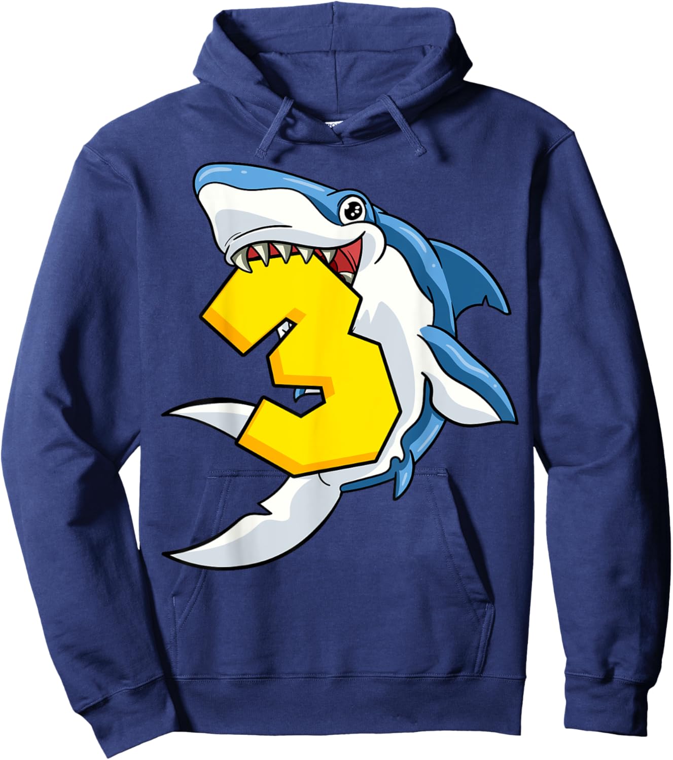 3 Shark Birthday Animal Themed Bday Party Celebration 3rd Hoodie - Hoodie | Navy