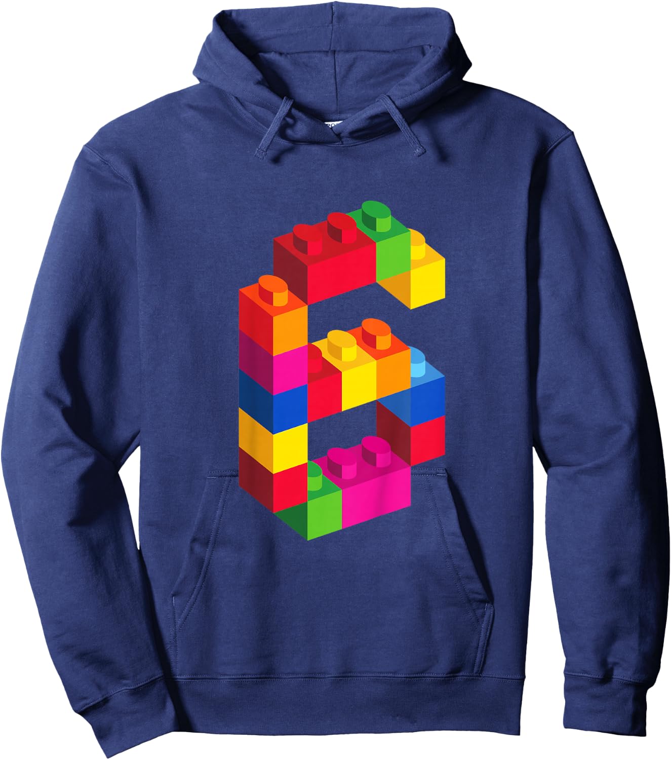 6 Year Old Building Blocks Birthday Bricks 6th Gift Hoodie - Hoodie | Navy