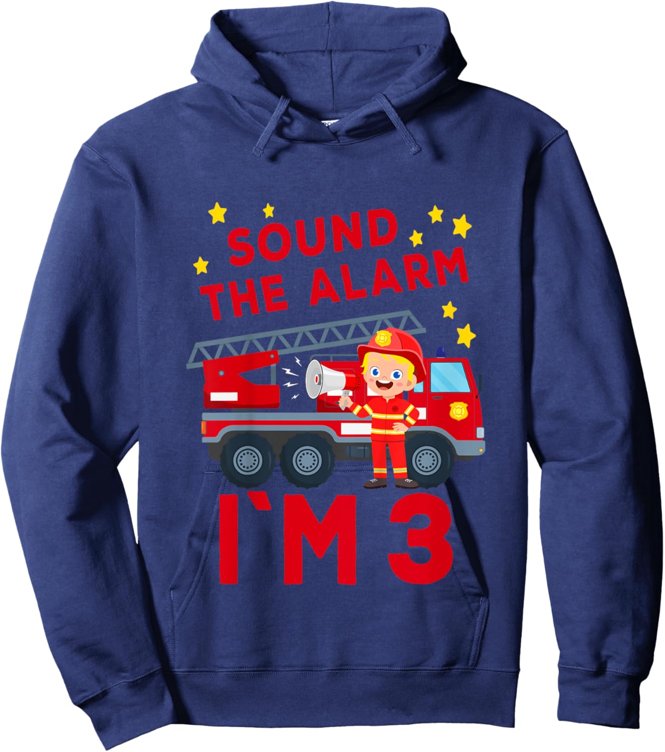 Kids Firefighter 3rd Birthday Fire Truck 3 birthday Hoodie - Hoodie | Navy