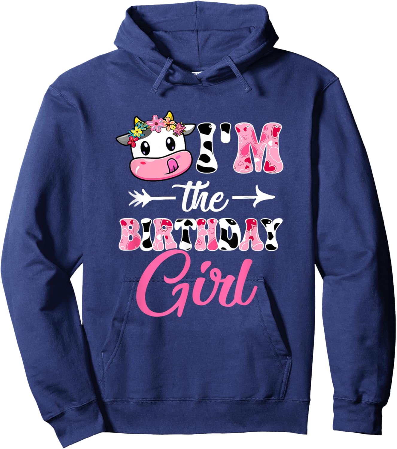 I'm The Birthday Girl Cute Cow 1st Birthday Girl Theme Party Hoodie - Hoodie | Navy