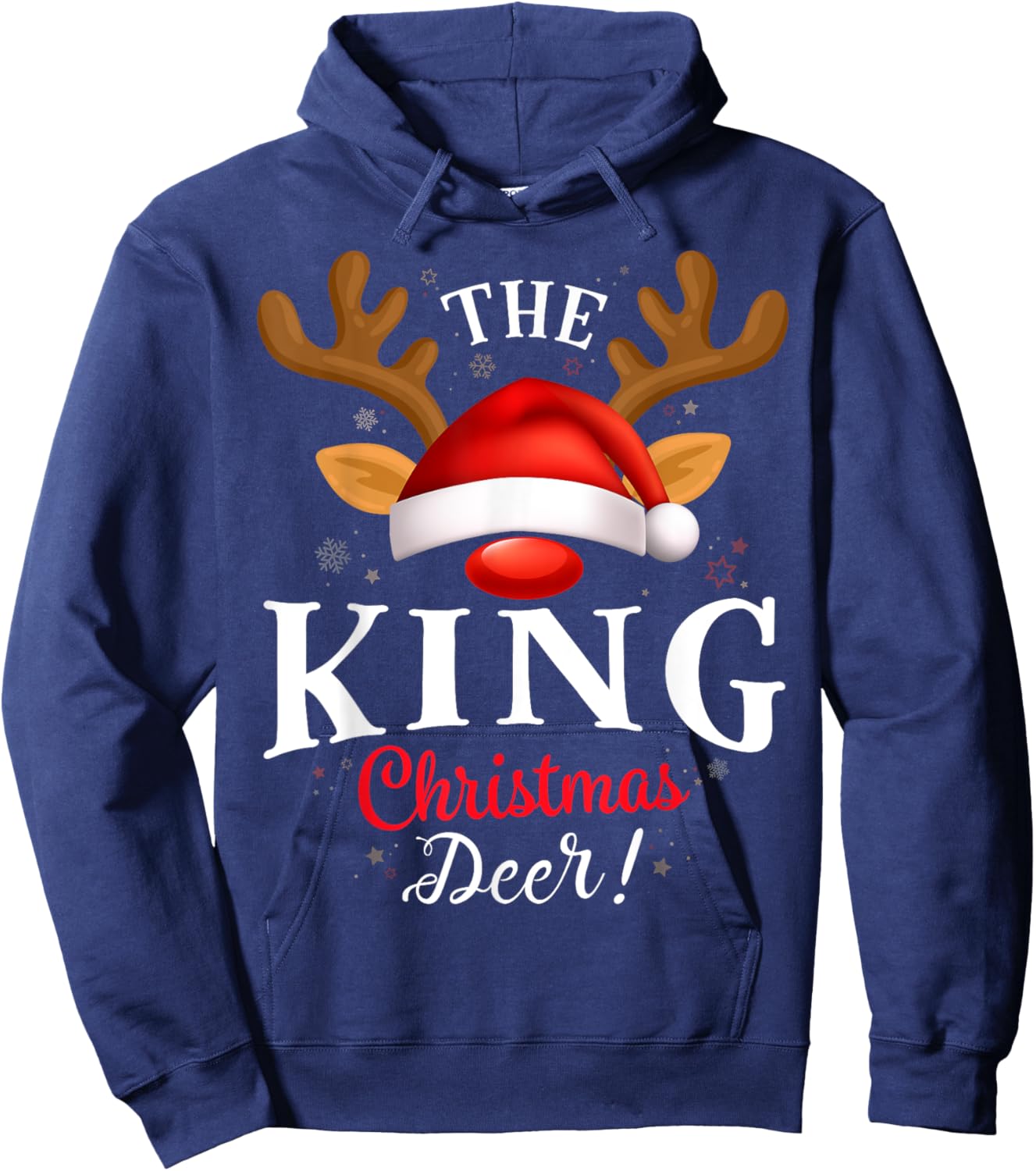 King Christmas Deer PJS Xmas Family Matching Hoodie - Hoodie | Navy