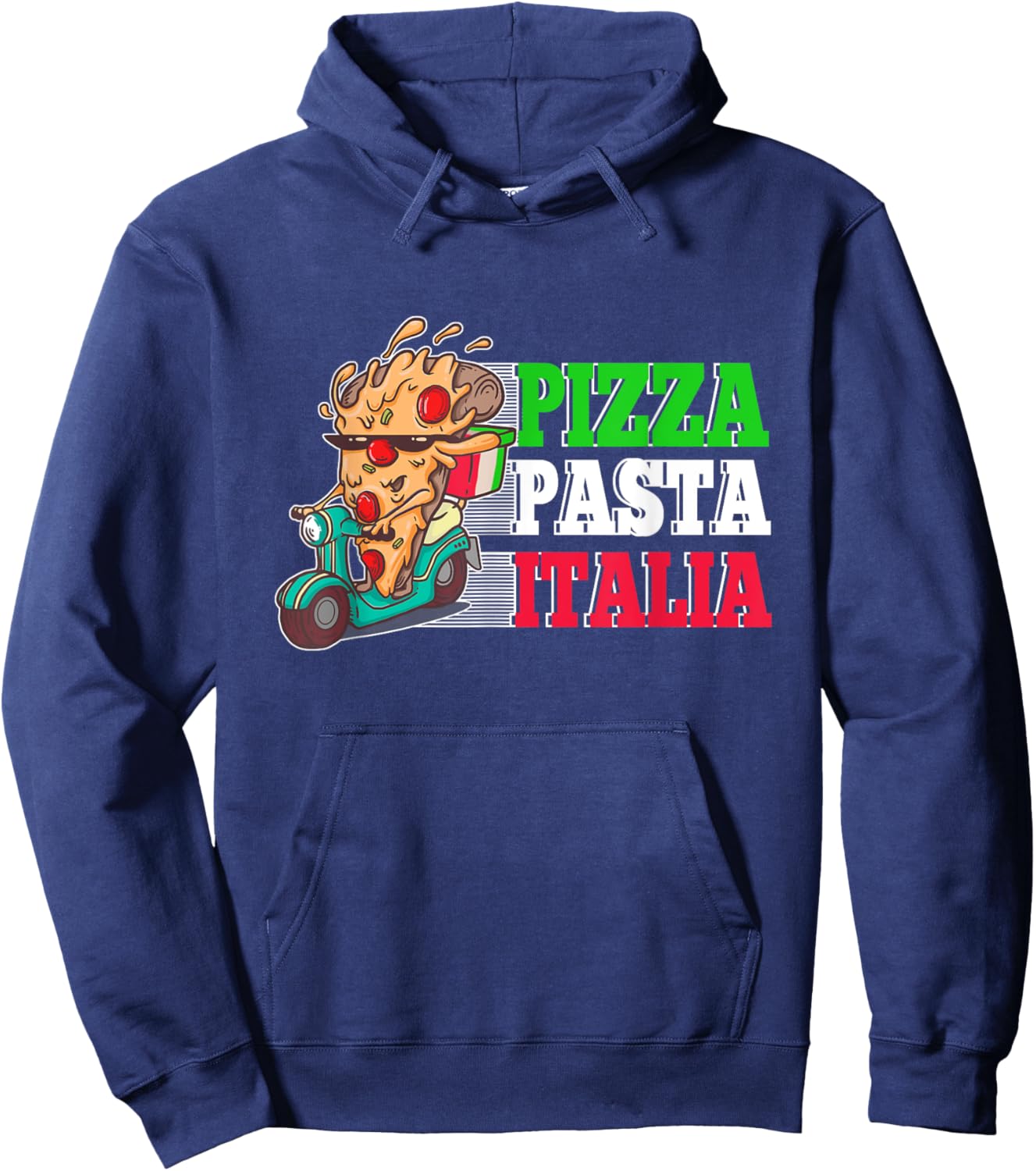 Pizza Pasta Italia Pizza Piece on Italian Scooter Hoodie - Hoodie | Navy