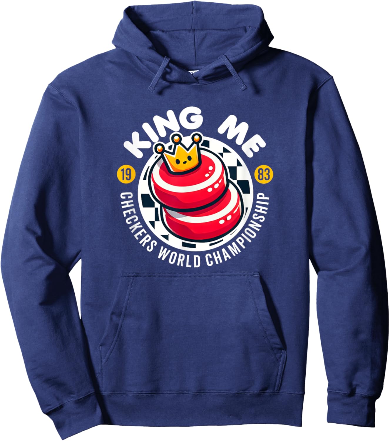 King Me Cute Kawaii Checkers World Championship 80s Game Hoodie - Hoodie | Navy