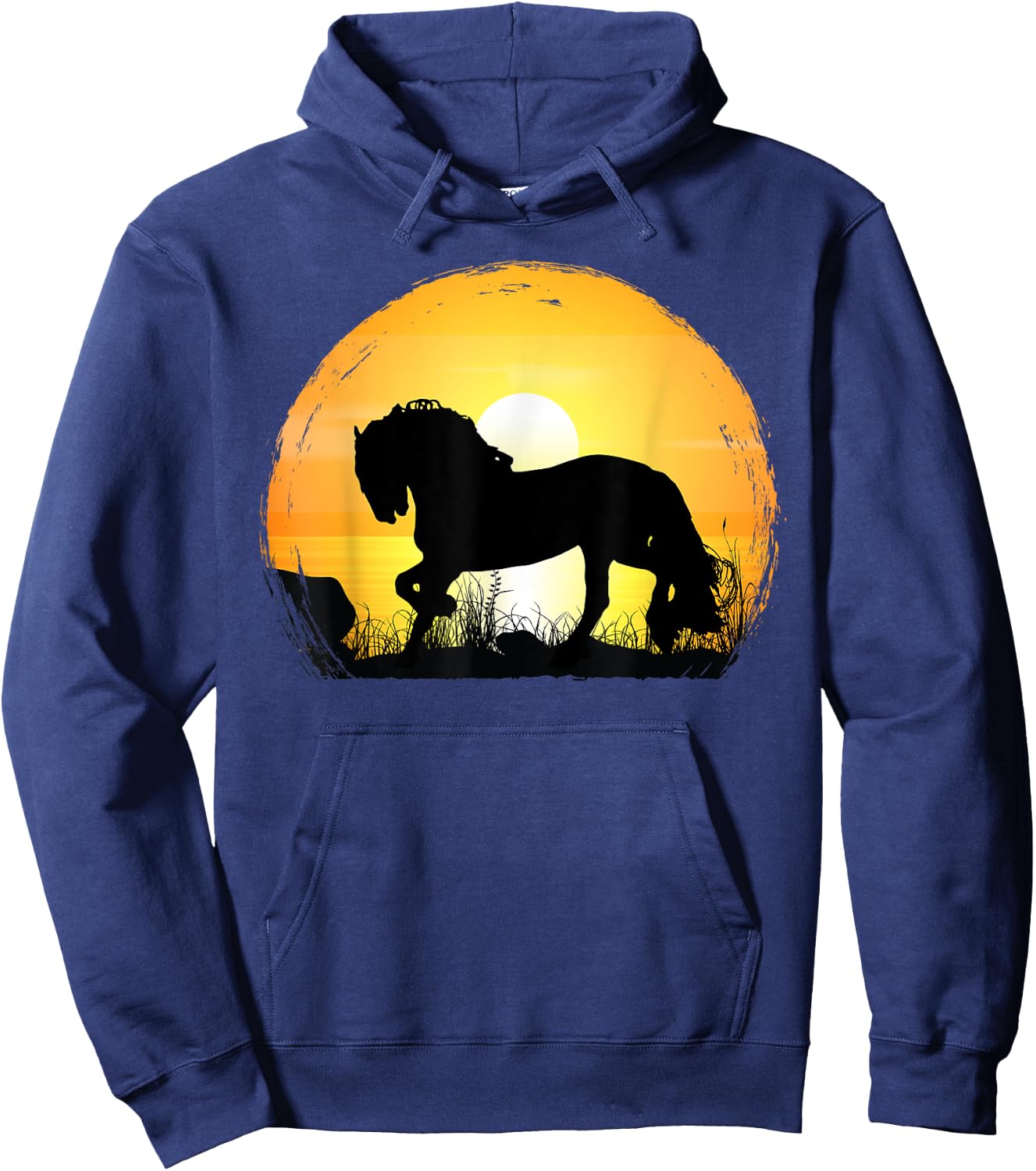 Sunset Horse Breed Silhouette - Friesian Hoodie - Hoodie | Navy