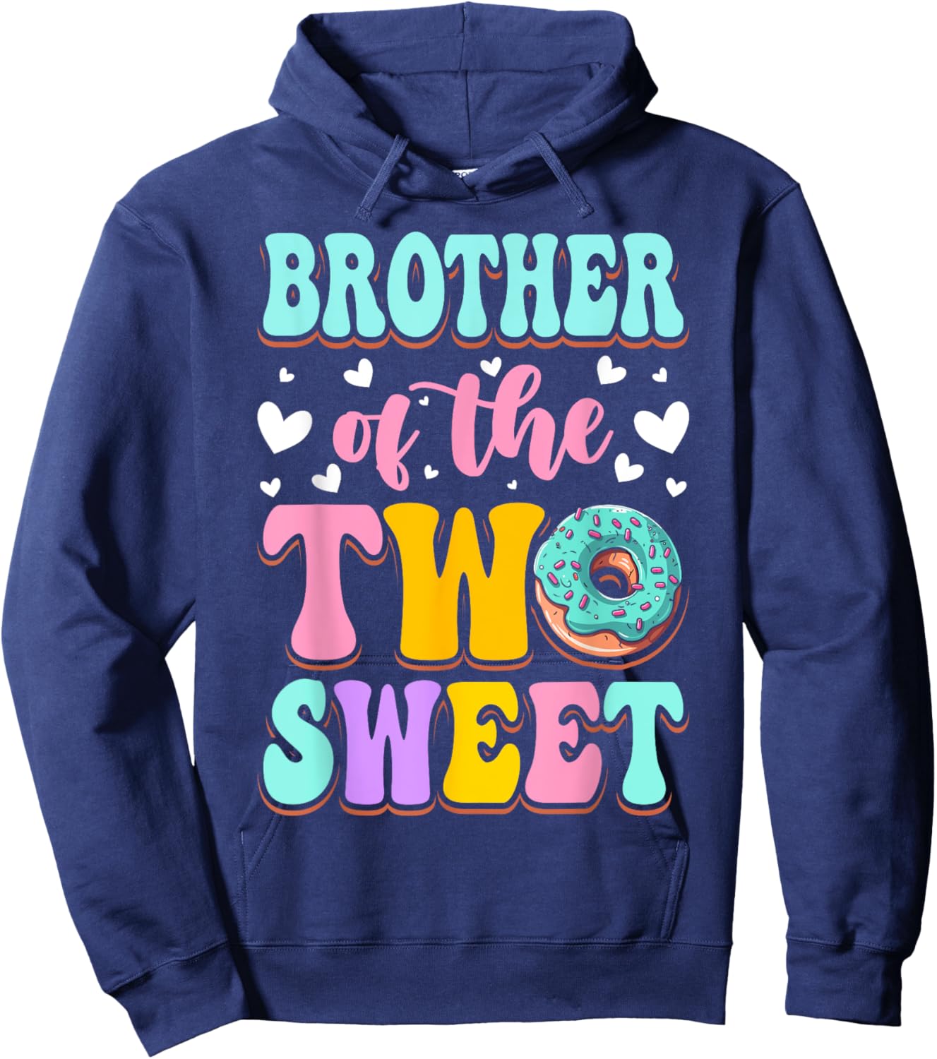 Brother Of The Two Sweet Donut Birthday Family Theme Girl Hoodie - Hoodie | Navy