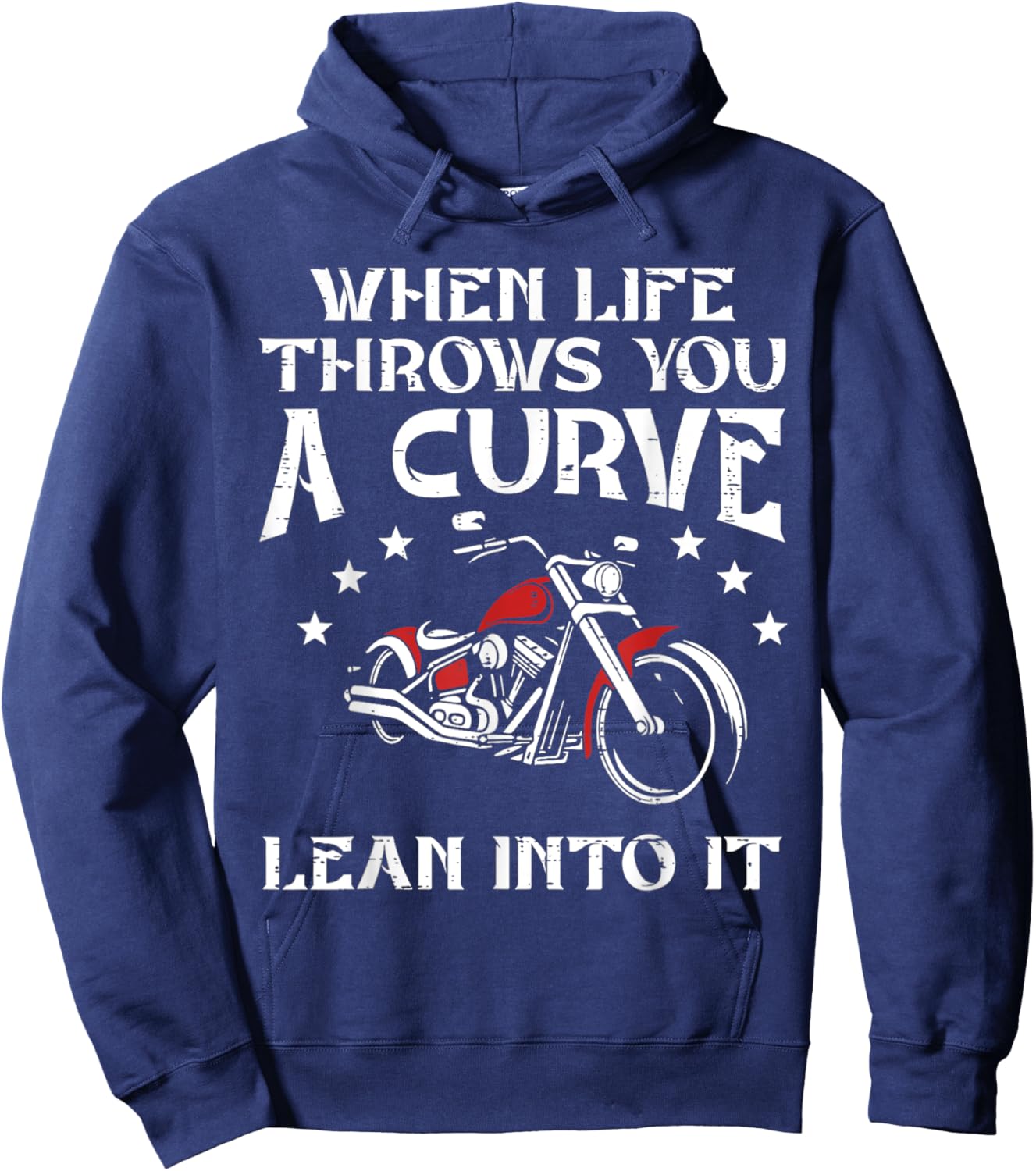 When Life Throws You A Curve Lean Into It-Motorcycle Hoodie - Hoodie | Navy