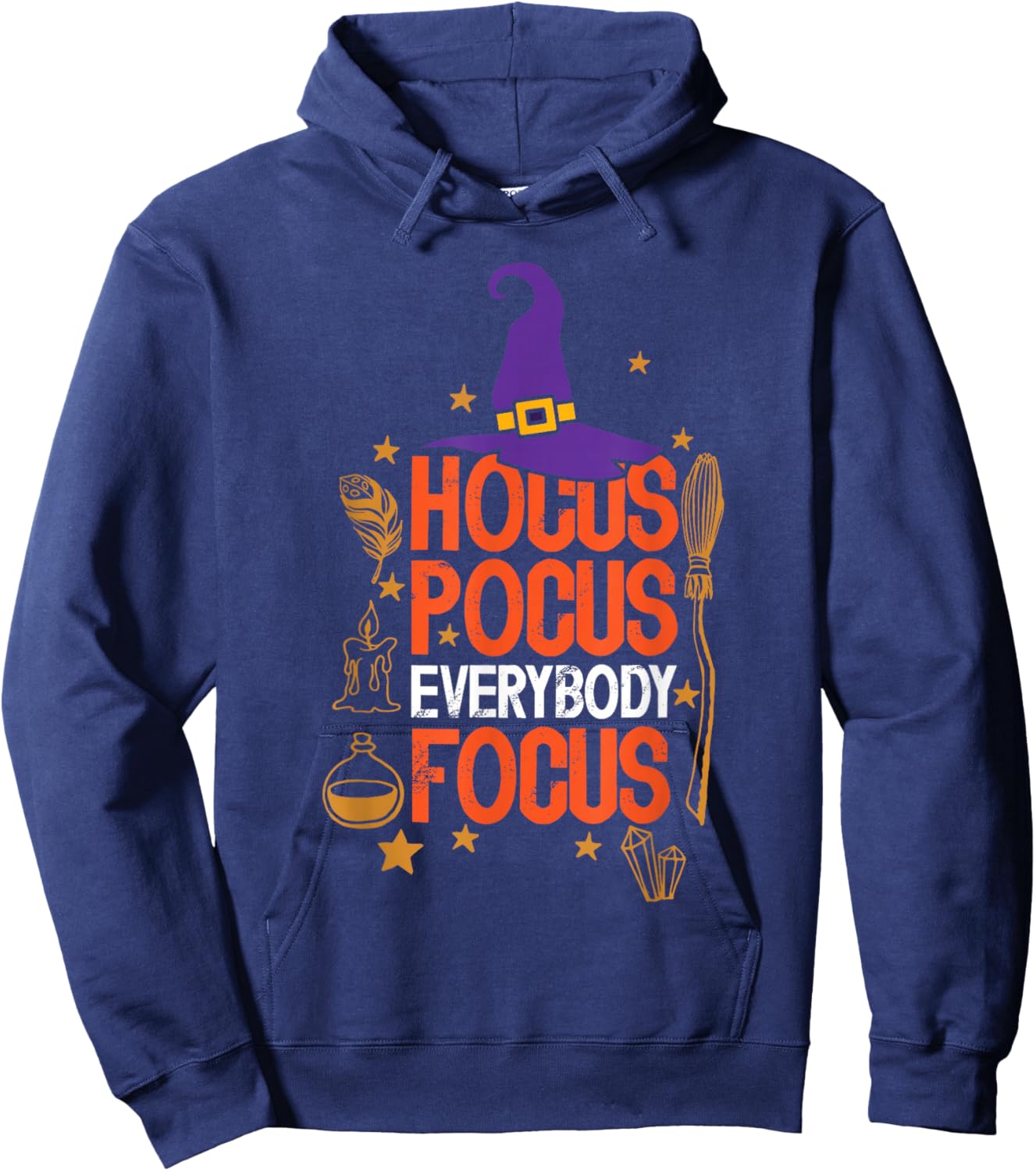 Witchy Halloween Hocus Pocus Everybody Focus Teacher Pumpkin Hoodie - Hoodie | Navy