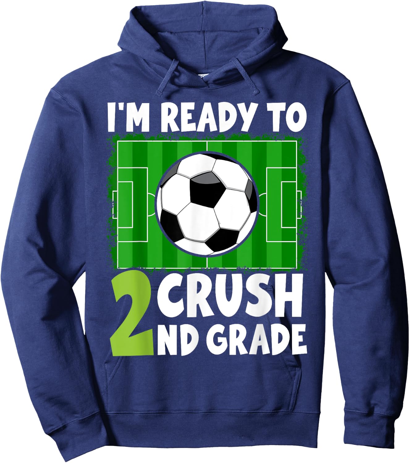 Back to School First Day of 2nd Grade Soccer Boys Kids Hoodie - Hoodie | Navy