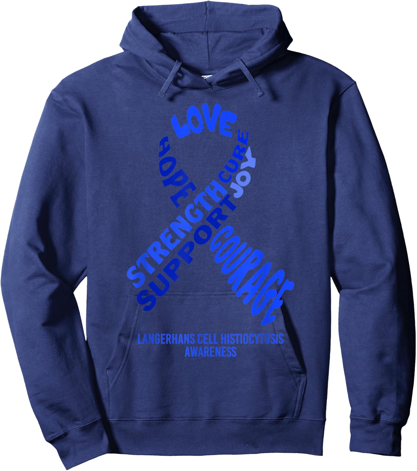 Langerhans Cell Histiocytosis Awareness Ribbon With Words Hoodie - Hoodie | Navy