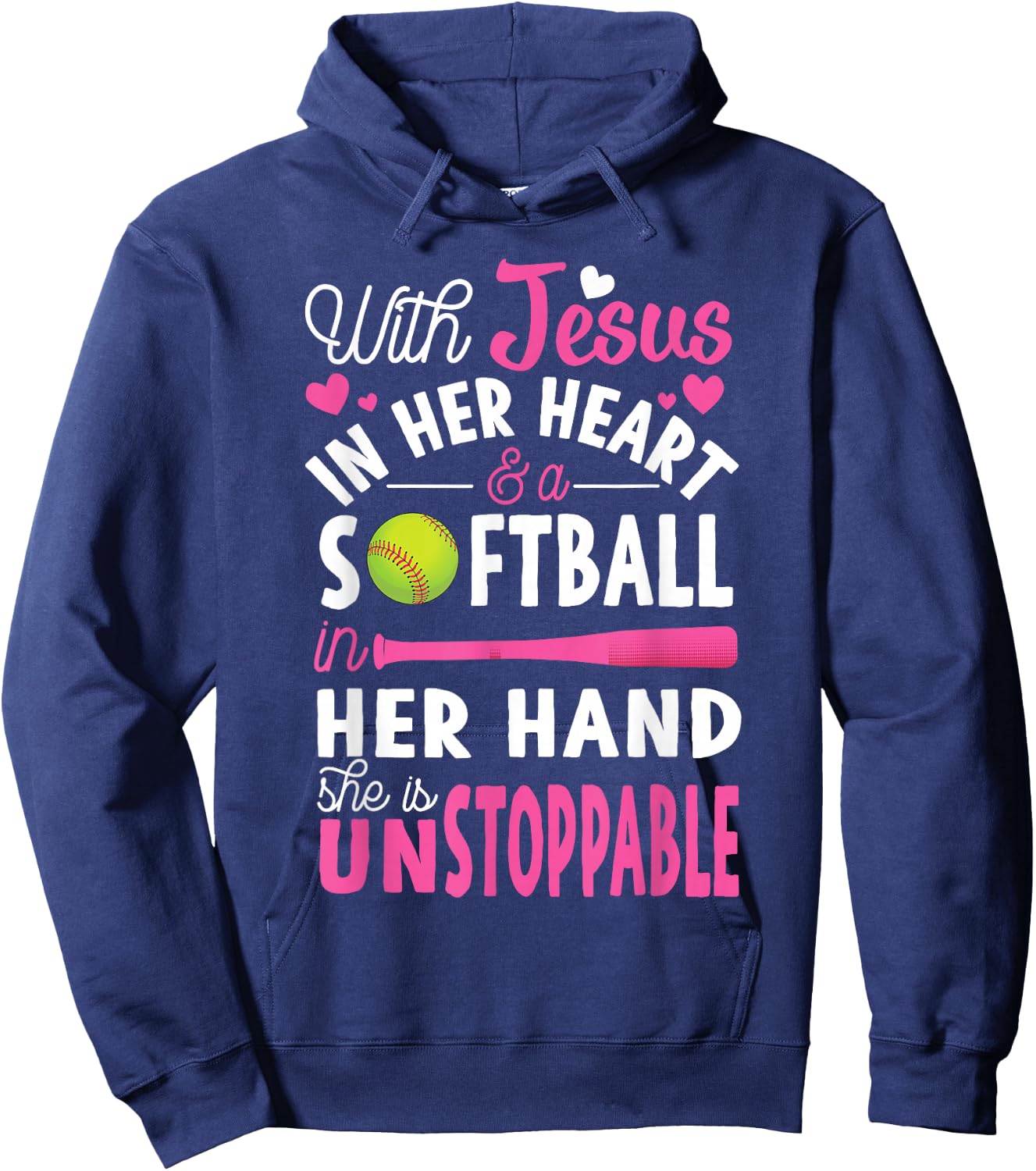 Jesus in Her Heart Softball Hand Funny Pitcher Gift Hoodie - Hoodie | Navy