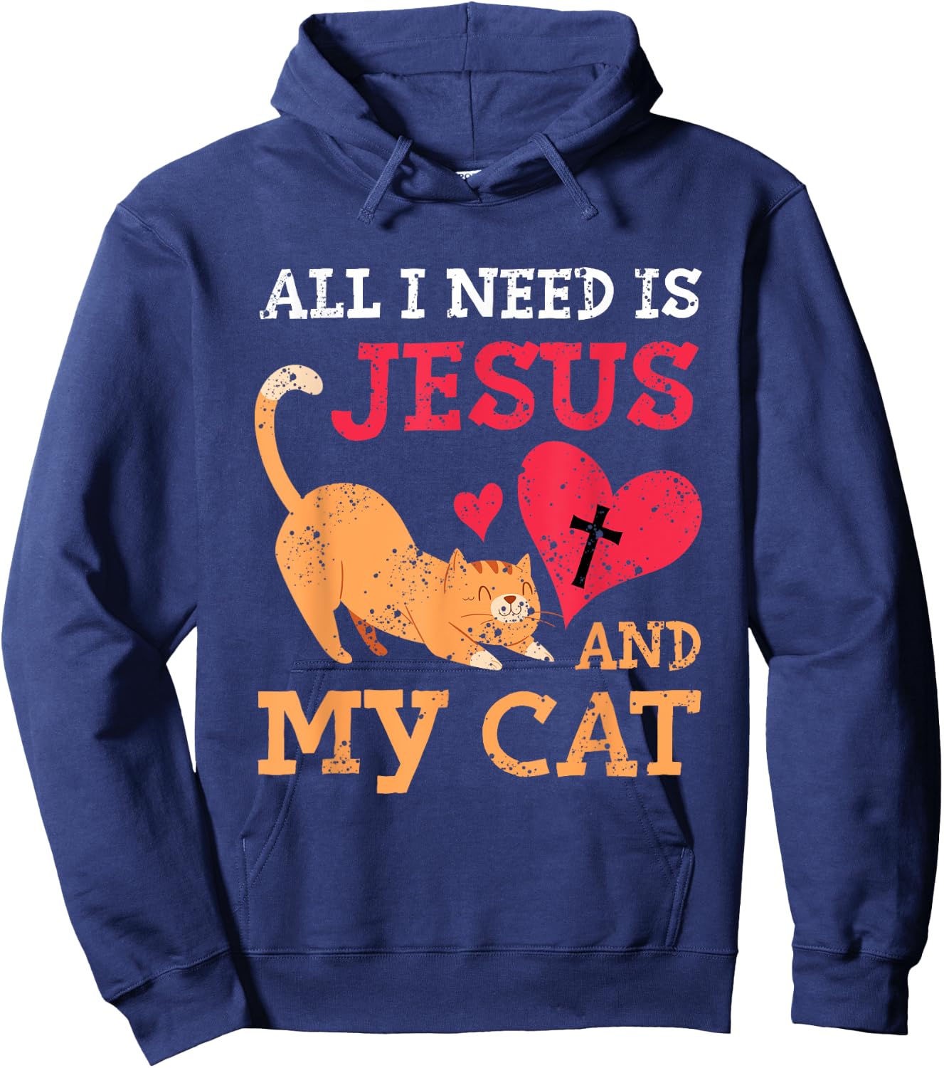 All I Need Is Jesus And My Cat Kitten Kitty Cat Christian Women Girls Kids Hoodie - Hoodie | Navy