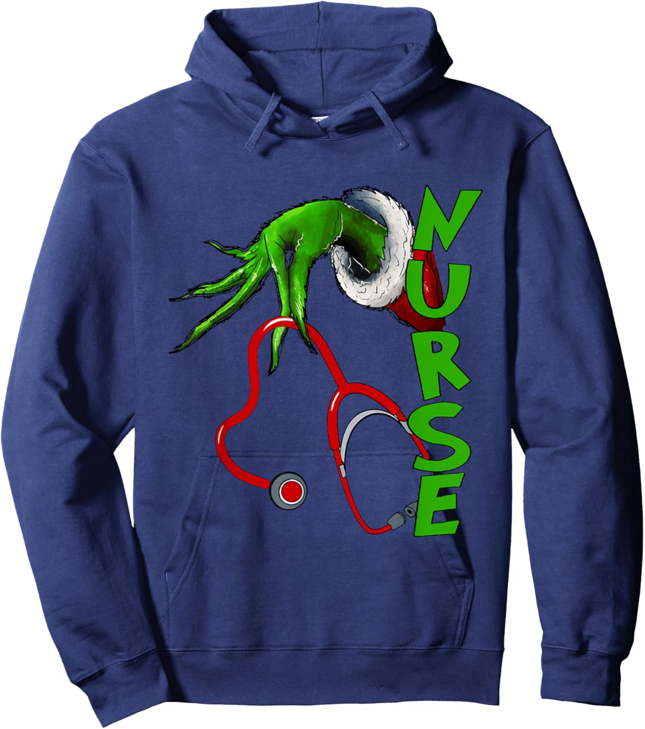Nurse Christmas Stethoscope Nurses Xmas Pajamas PJs Women Hoodie - Hoodie | Navy
