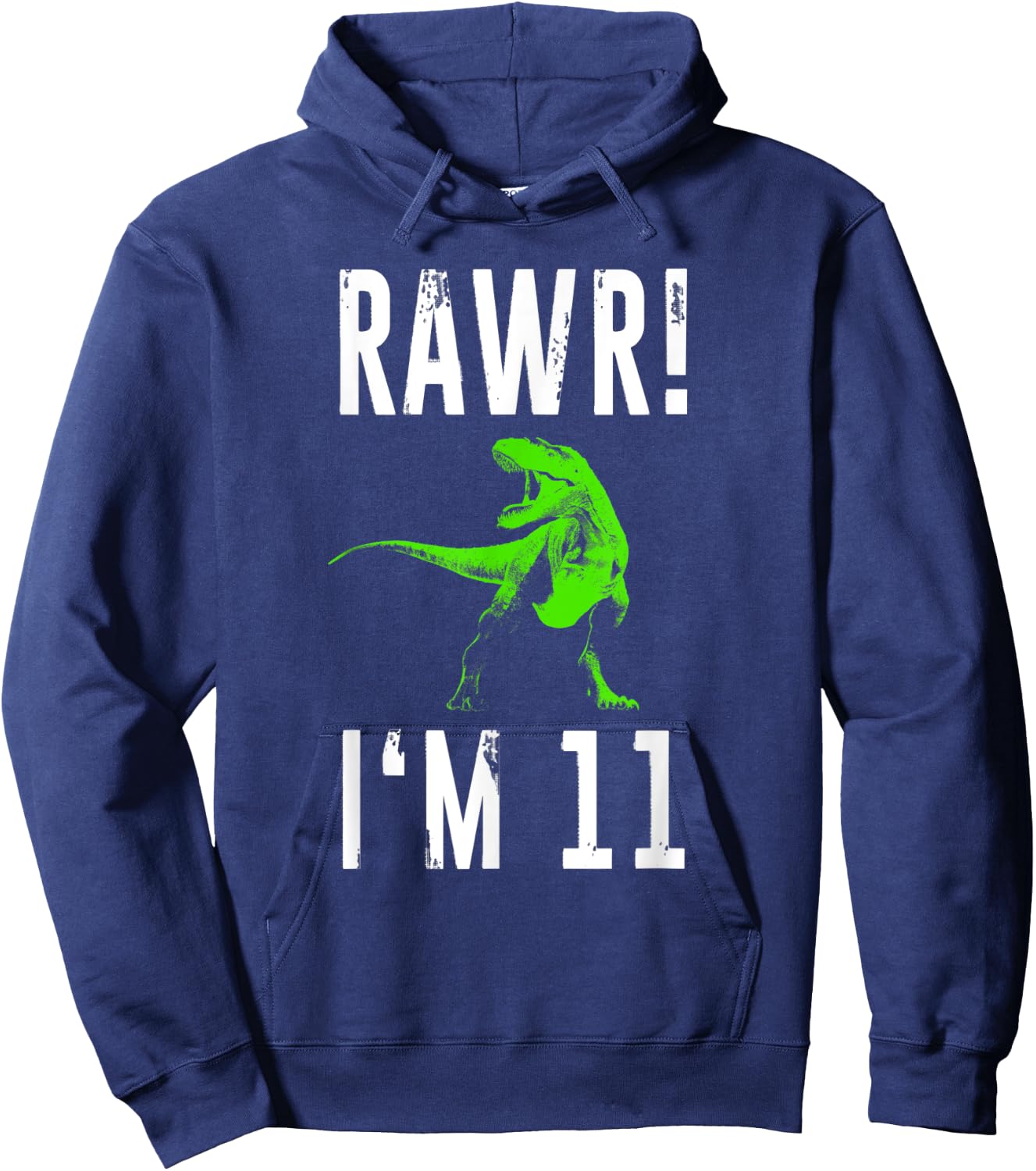 Eleven Year Old Dinosaur | 11th Birthday Rawr I'm 11 Shirt Hoodie - Hoodie | Navy