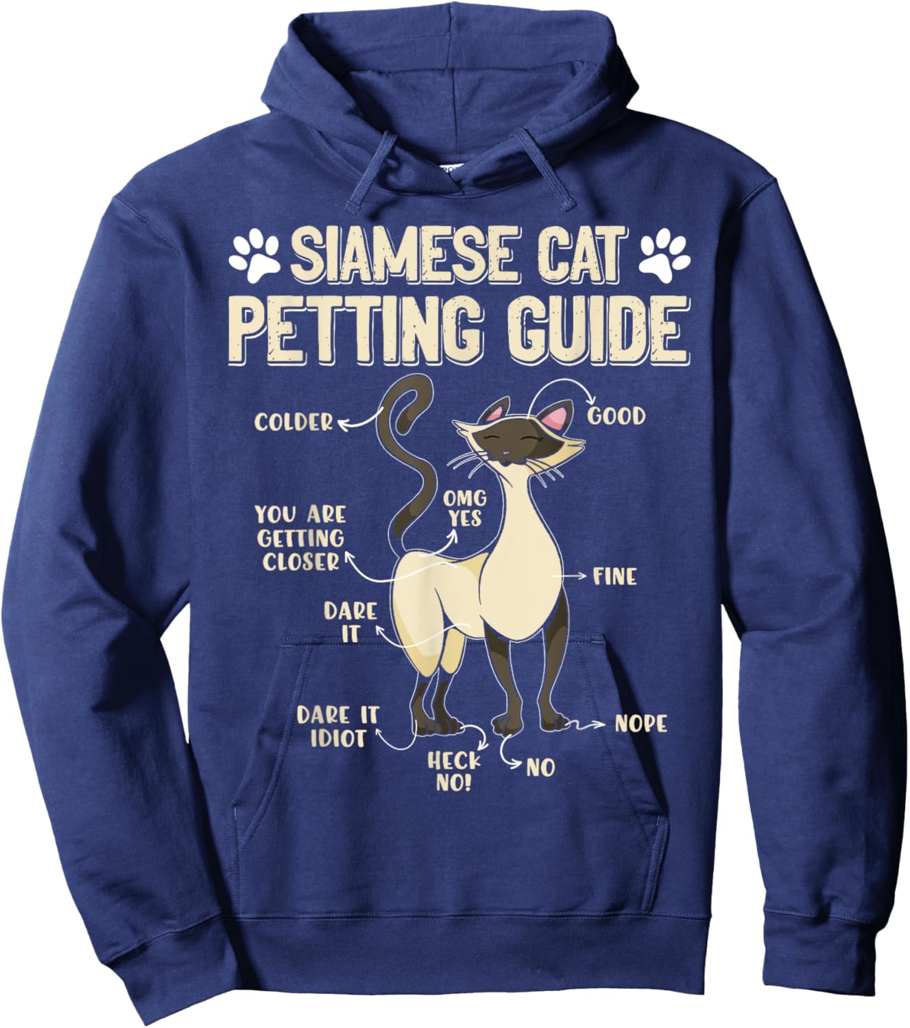 SIAMESE CAT PETTING GUIDE Funny Cat Owners Siamese Cat Women Hoodie - Hoodie | Navy