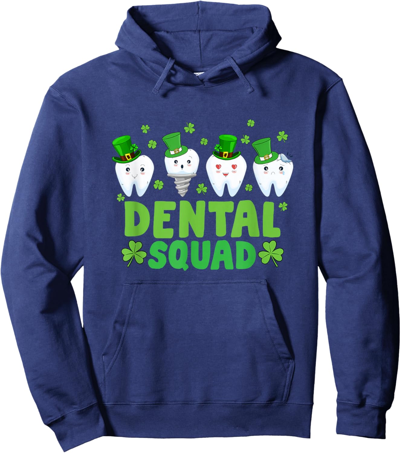 Dental Squad Leprechaun Teeth Happy St Patrick's Day Dentist Hoodie - Hoodie | Navy