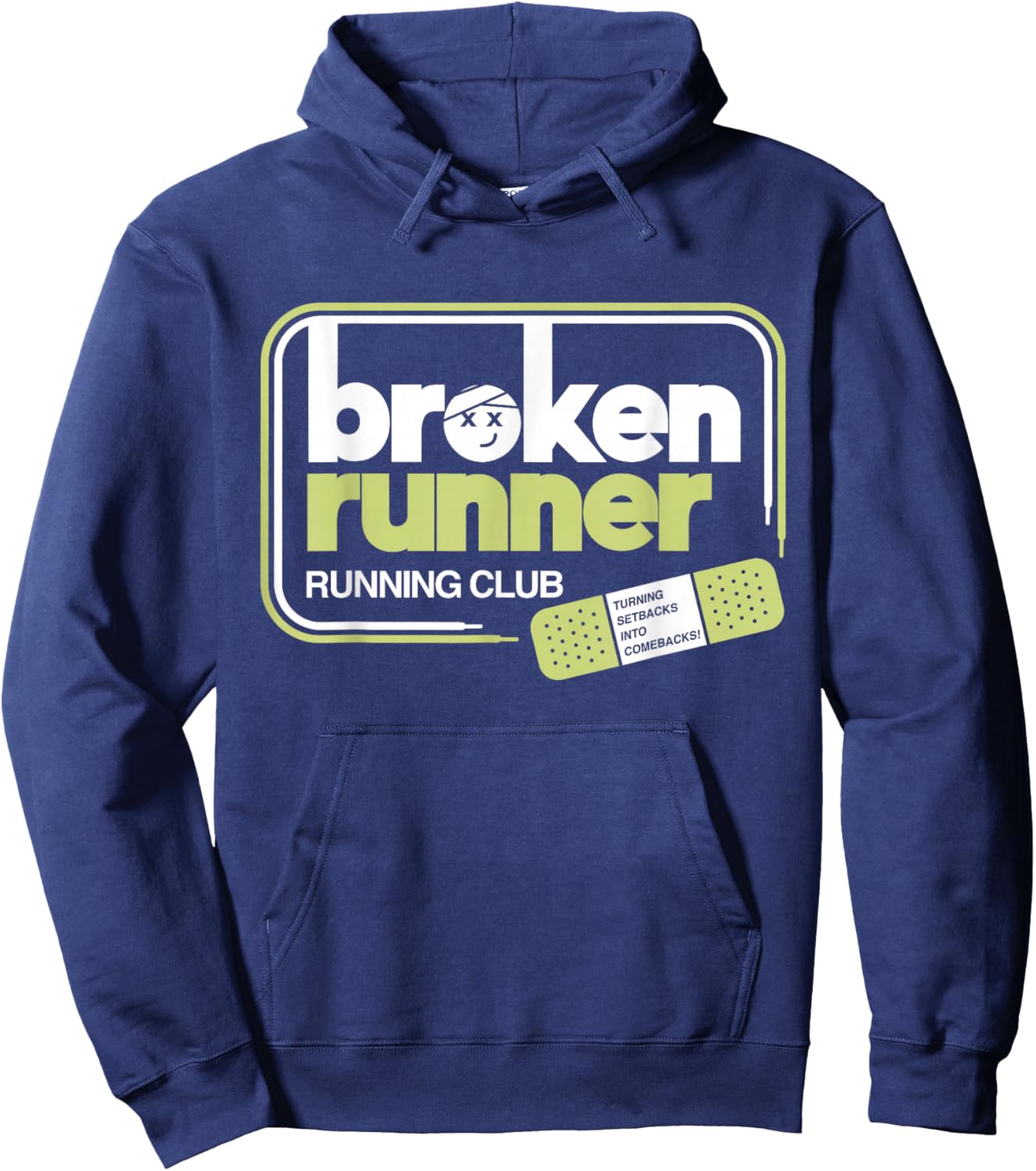 Broken Runner Running Club Turning Setbacks Into Comebacks Hoodie - Hoodie | Navy