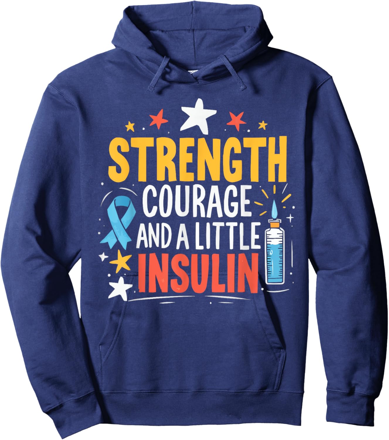 T1D Warrior Insulin Diabetic Type 1 Diabetes Awareness Hoodie - Hoodie | Navy