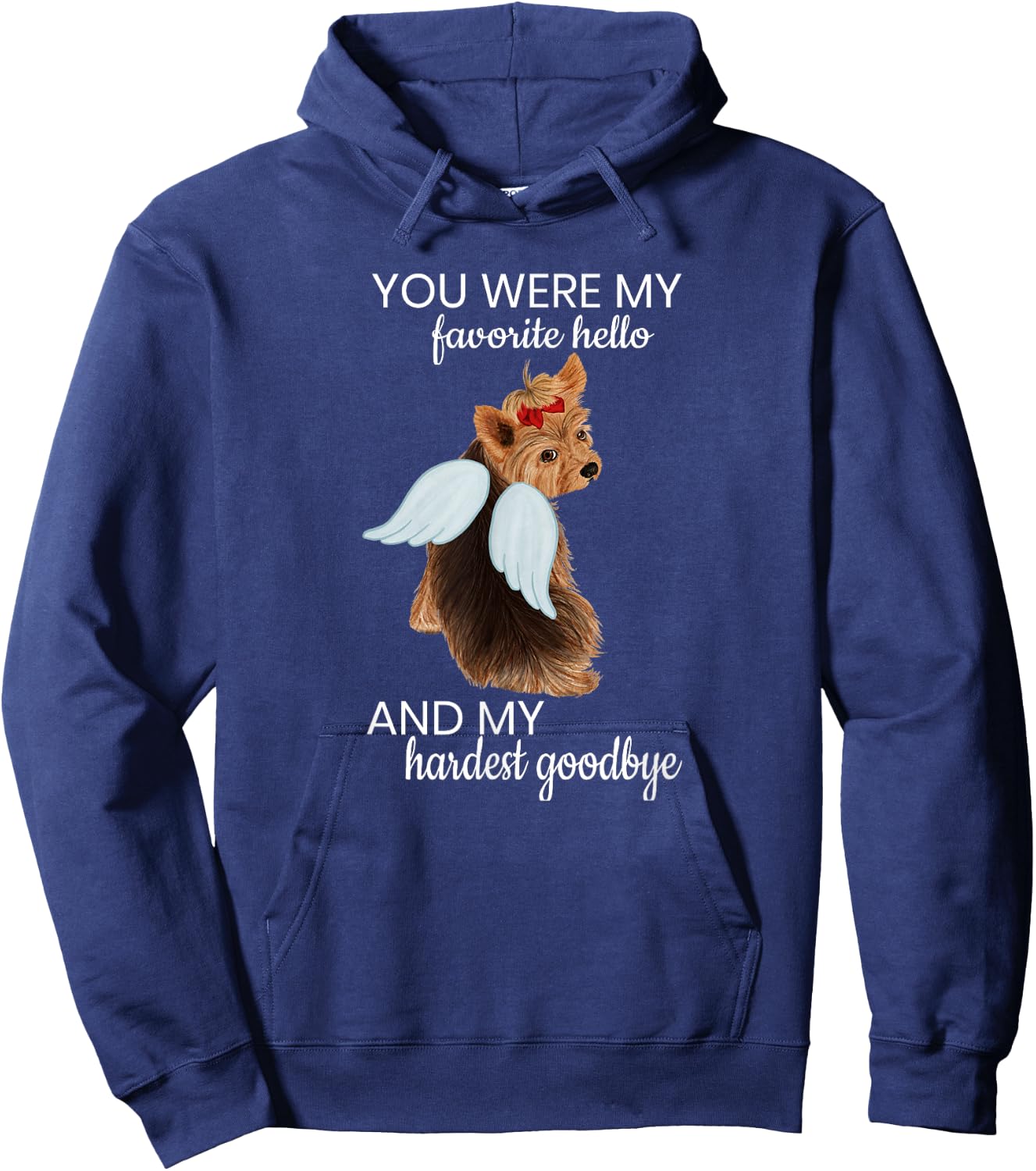 Angel Wing Dog Yorkie Memorial Puppy Rainbow Bridge Pet Women Girls Kids Hoodie - Hoodie | Navy