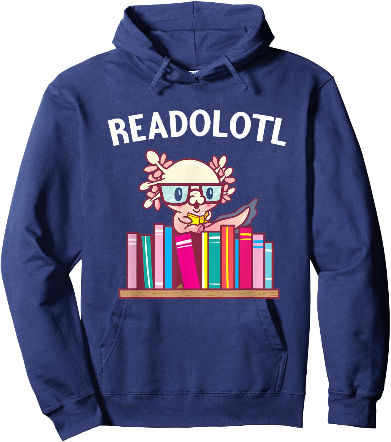 Funny Axolotl Shirt Book Reading Gift Bookworm Boys & Girls Hoodie - Hoodie | Navy