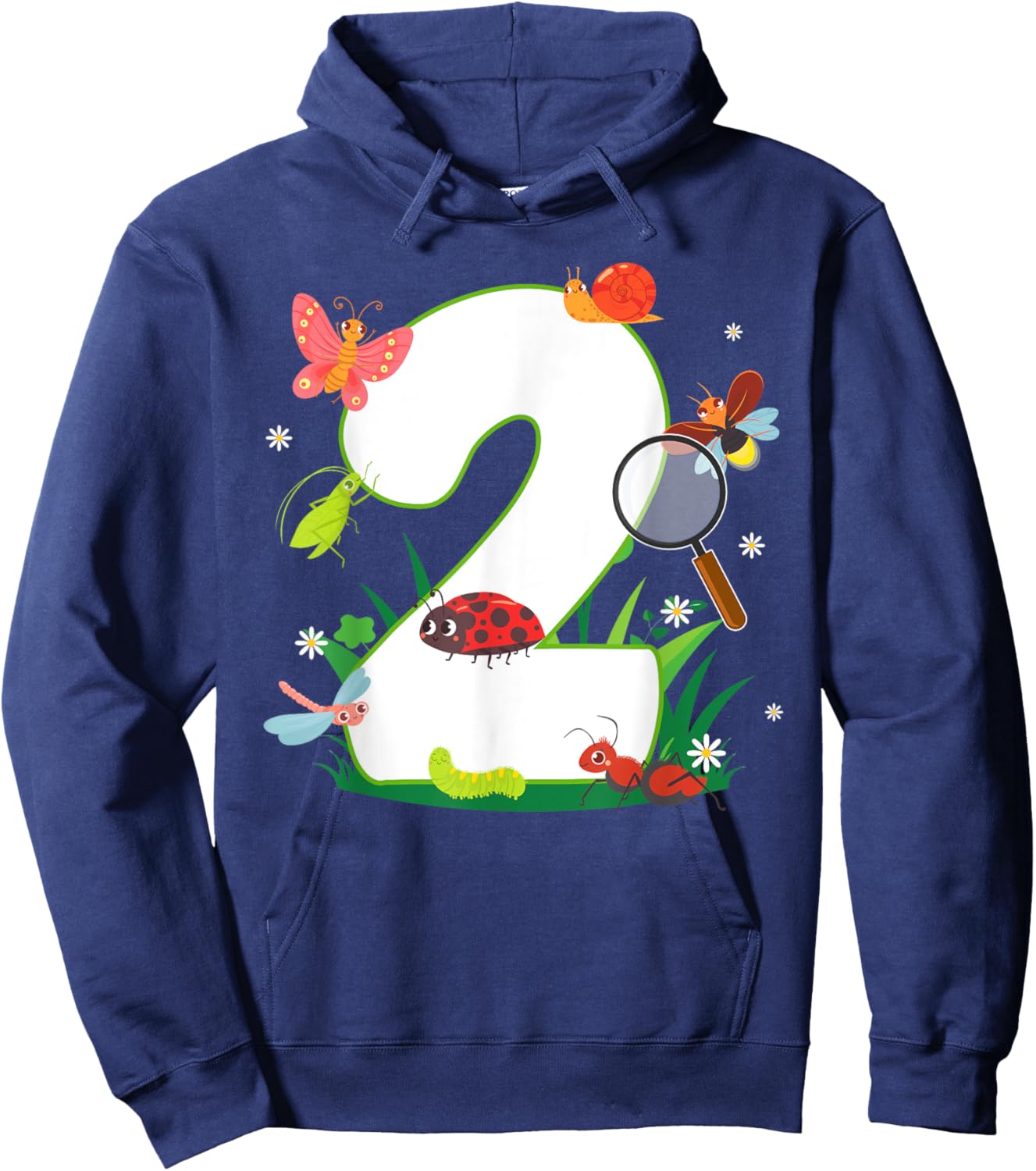 2nd Birthday Bugs And Insects Nature Lover 2 Year Old Hoodie - Hoodie | Navy