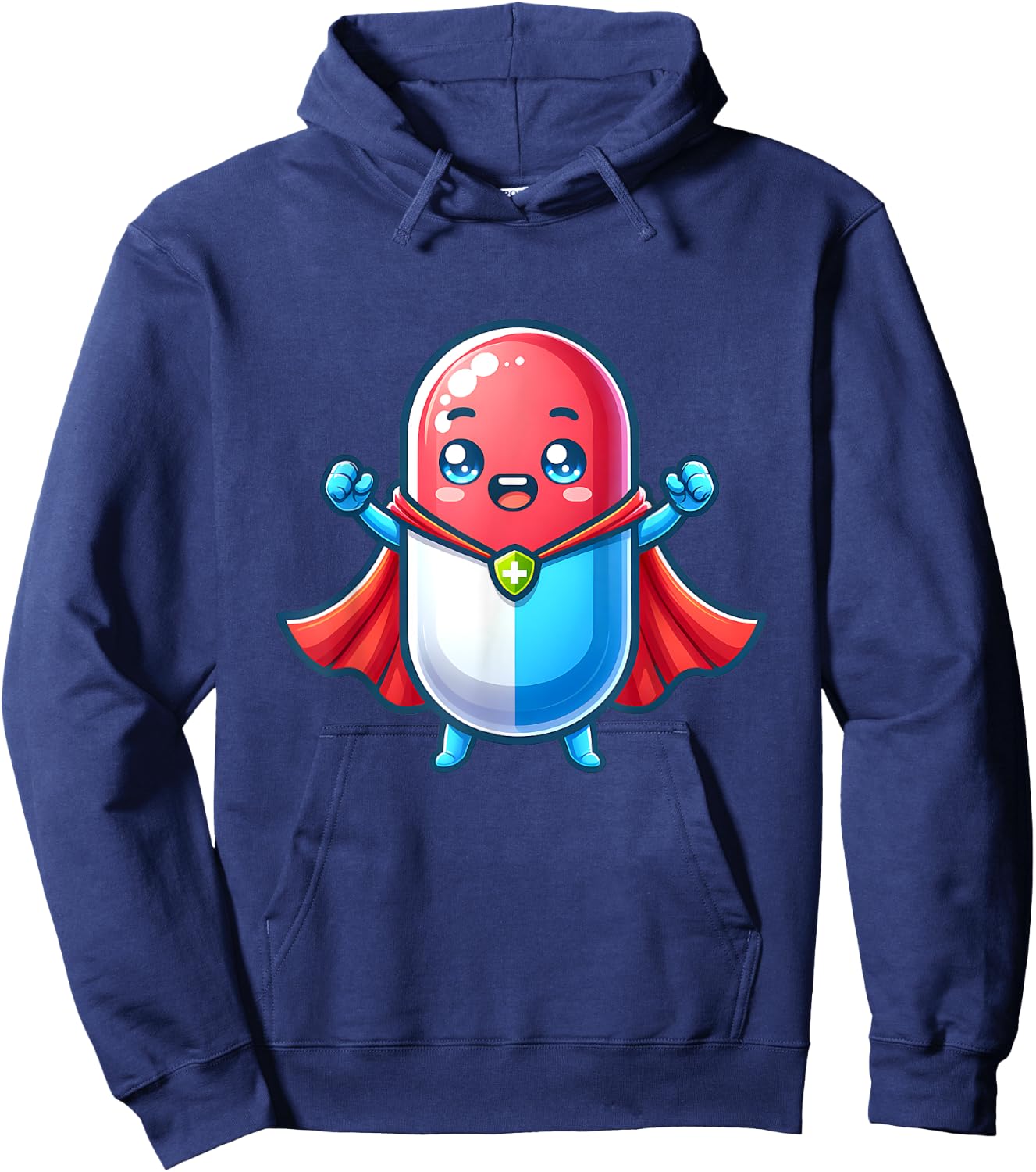 Cute Superhero Tablet Super Pill Hero Pharmacist Hoodie - Hoodie | Navy