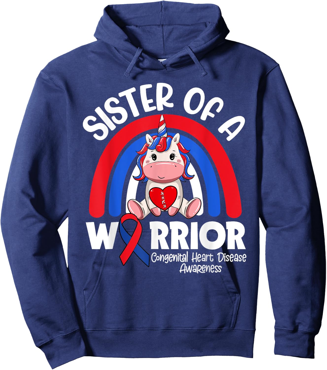 Sister Of A Heart Warrior CHD Awareness Week Clothing Gift Hoodie - Hoodie | Navy